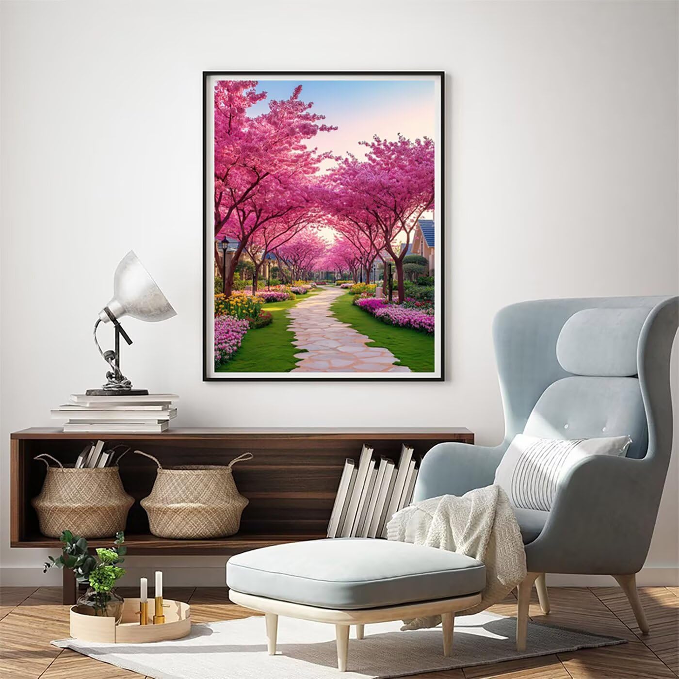 Baum Blume Malen Nach Zahlen Erwachsene, Paint by Numbers Adult Anfänger Kreativ Set für, Heimwerk Malen Nach Zahlen Kinder, 3 Pinsel und 36 Acrylfarbe Als, für Deko Wohnzimmer 60 x 80 cm BJHWK671