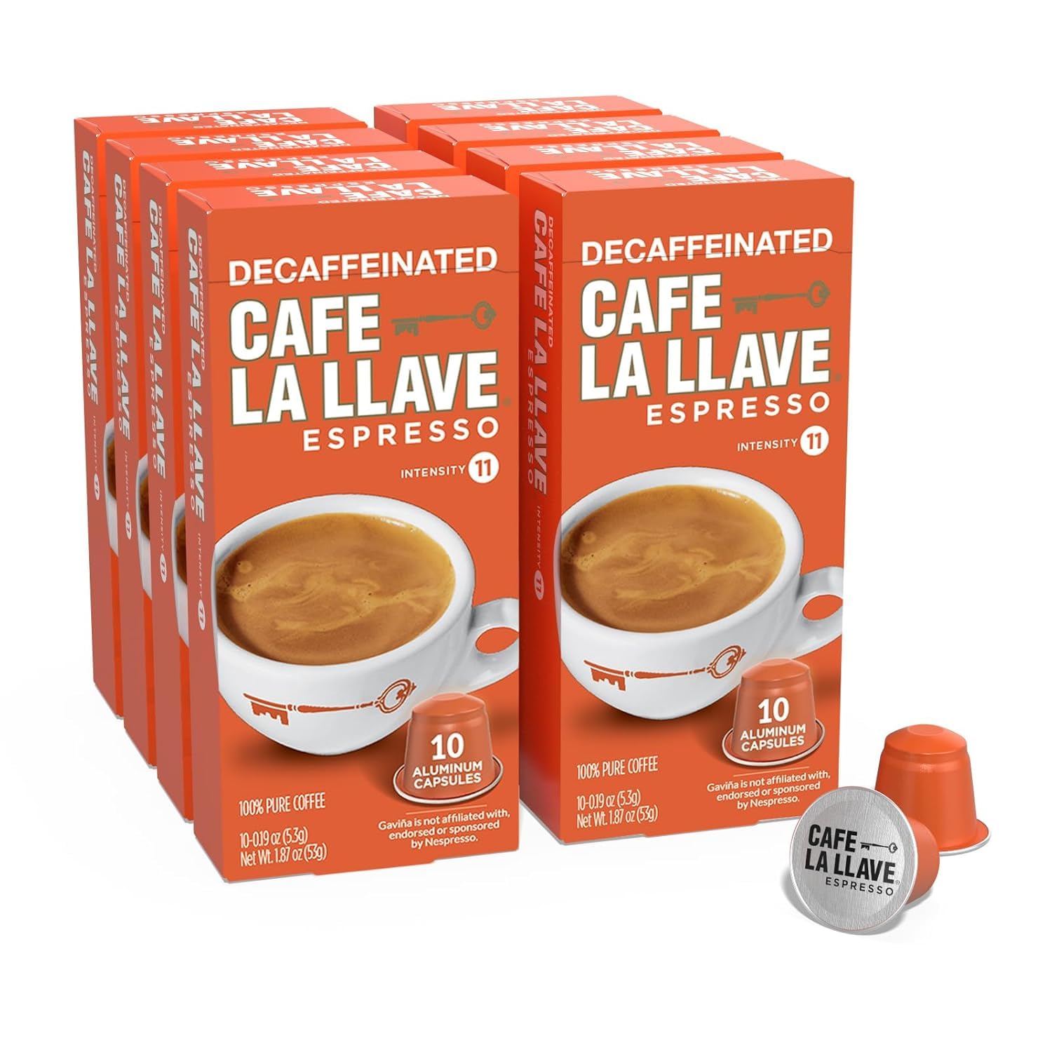 Decaf Latin Style Espresso Pods, Dark Roast, Compatible with Nespresso Original Line, 80 Count Aluminum Capsules