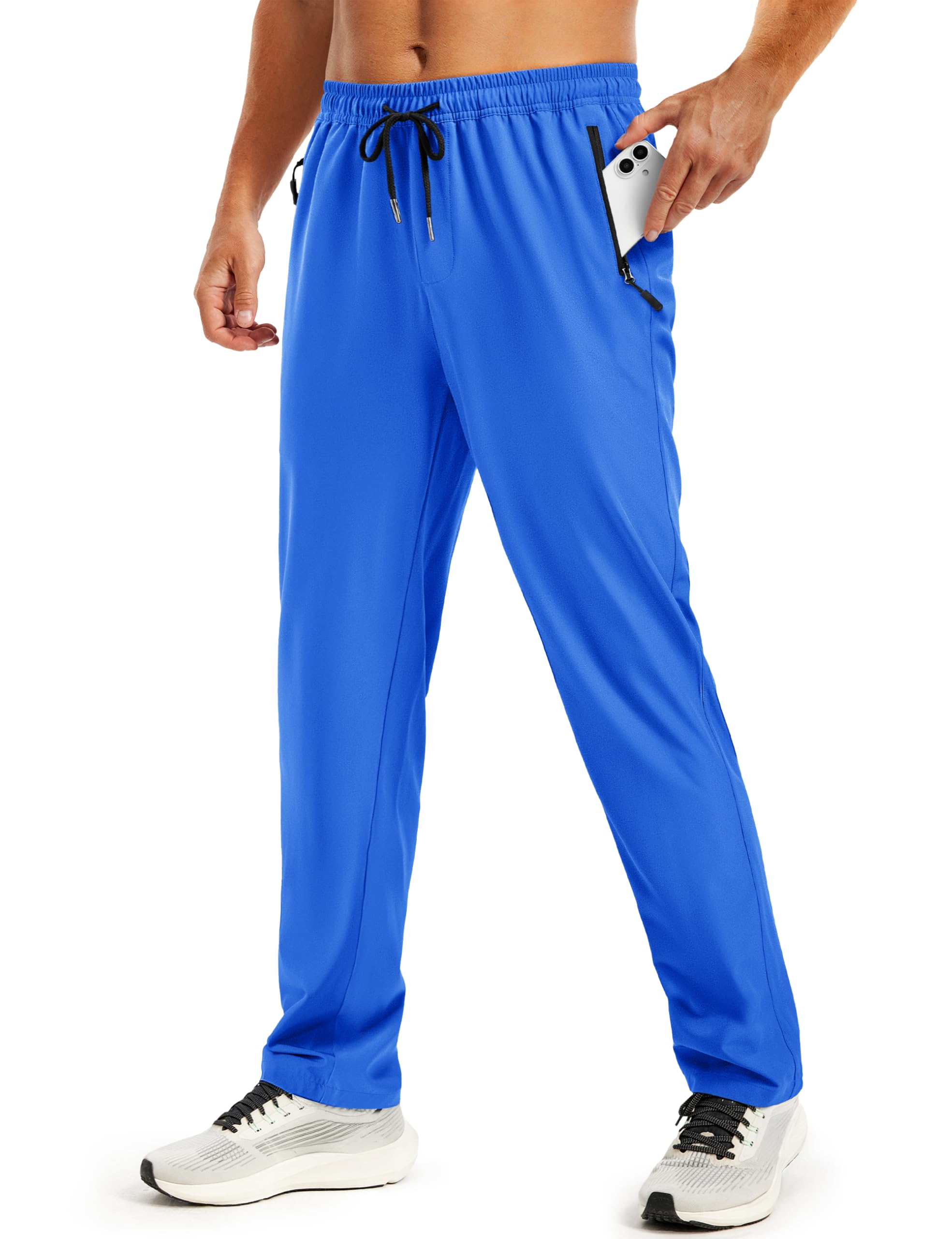 TACVASEN Mens Workout Pants Casual Athletic Hiking Lightweight Quick Dry Stretch Waterproof Sweatpants with 3 Pockets