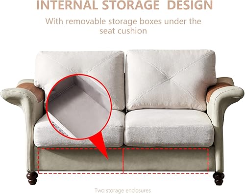 Miniatura 6 de WAQINBR Juego de 2 sofás modernos para sala de estar, combinación de sofá de 2 plazas + 3 asientos, sofá reposabrazos con cojín extraíble, sofá de