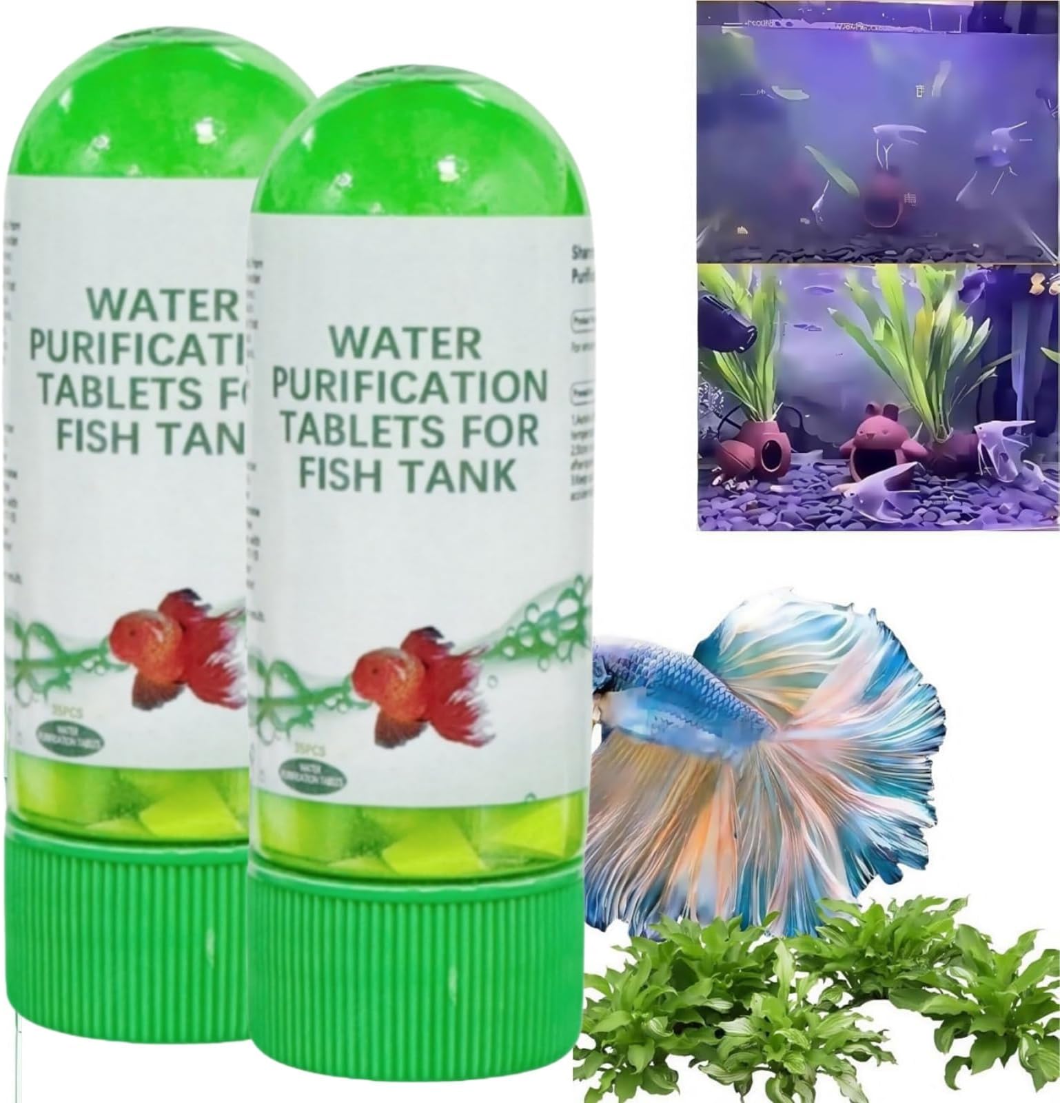 Powerful Water Pur-Ification Tablets,Algae Remover Fish Tank,Water Conditioner For Fish Tanks,Wa-Ter Feature Cleaner,Non Toxic And Fast Portable,For Removes Turbidity&Impurities,Improve Water Quality