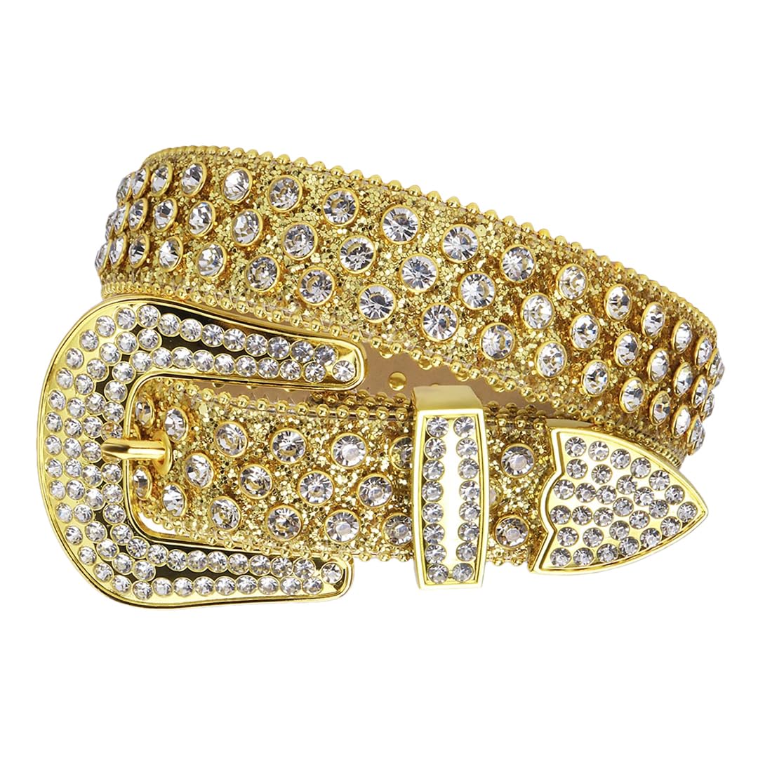 Women’S Unisex Rhinestone Embellished Waist Belt Sparkling PU Leather Strap For Jeans Trousers Dresses