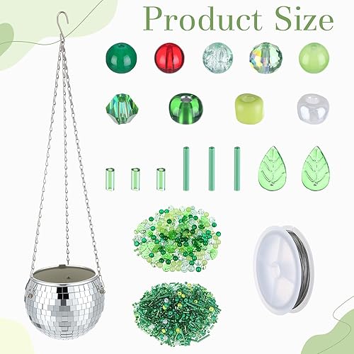 Miniatura 6 de Juego de 1260 piezas de cuentas y jardineras, kit de fabricación de plantas con cuentas de vidrio con cuerda para colgar, serie Green Nature,