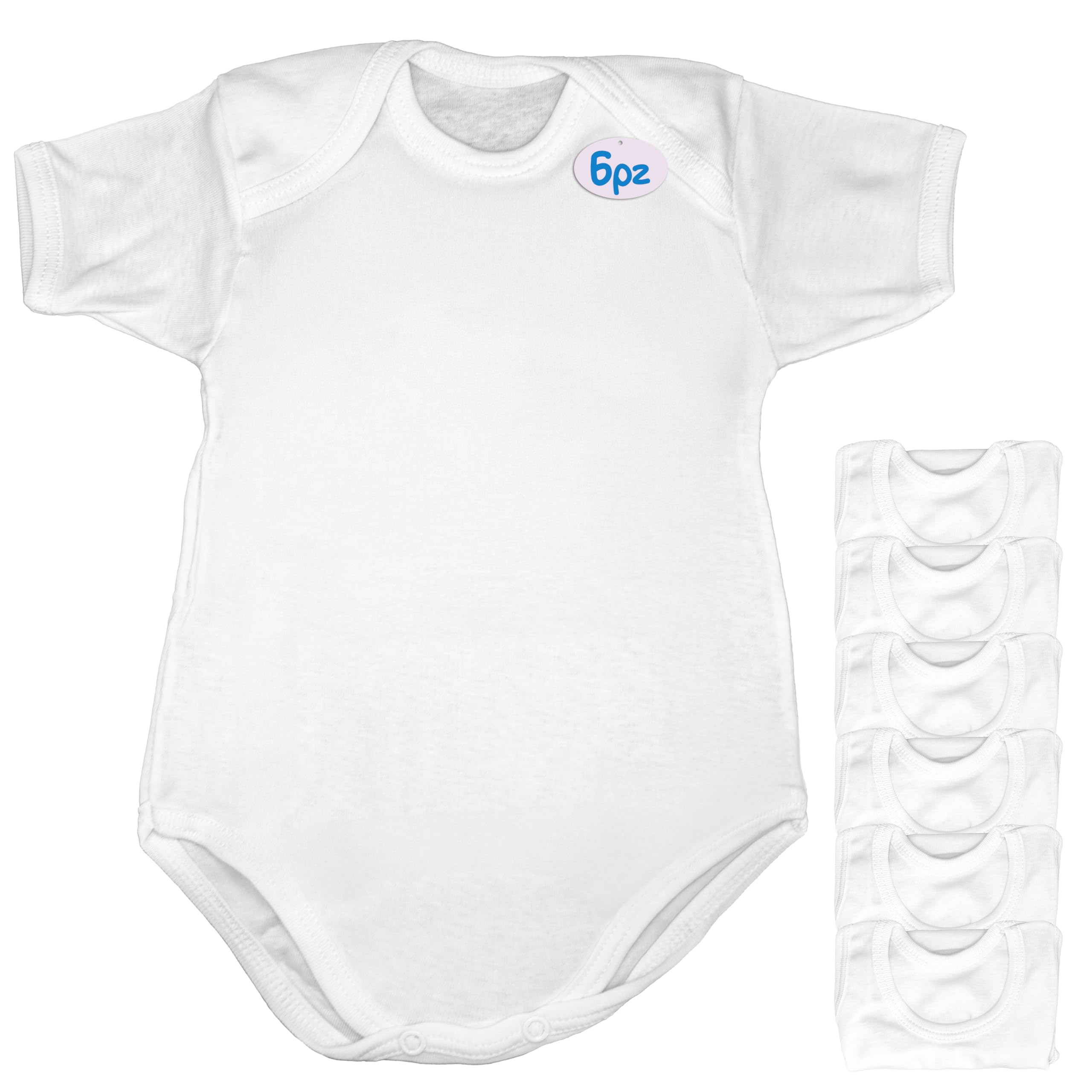 PASTELLO - Lot de 6 corps pour bébé 100 % coton, coupe américaine avec manches, pratique et confortable (Art. BY1132TC)