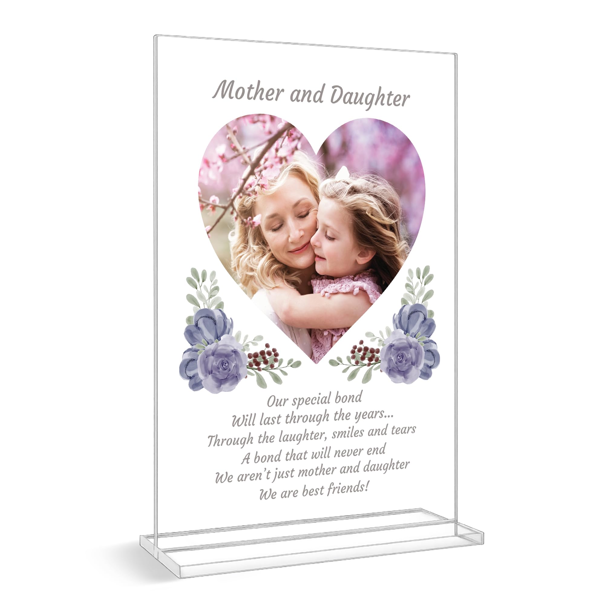 Red Ocean Mother And Daughter Custom Photo Standing Plaque