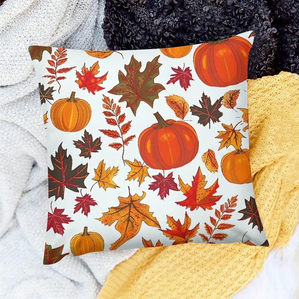 KANXLAN Fall Leaves Pumpkins Annabel Kidston Home Decor Pillow Cover for Sofa Couch 18x18in