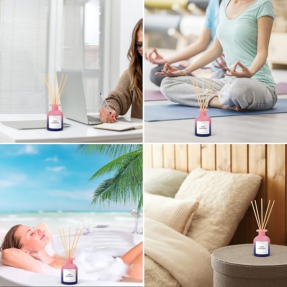 Reed Diffuser 100ml, Long Lasting Midsummers Night with 6 Sticks | Walking Through Fruits & Flowers of Summer, Reed Diffuser for Home Decoration, Bedroom, Office, Yoga