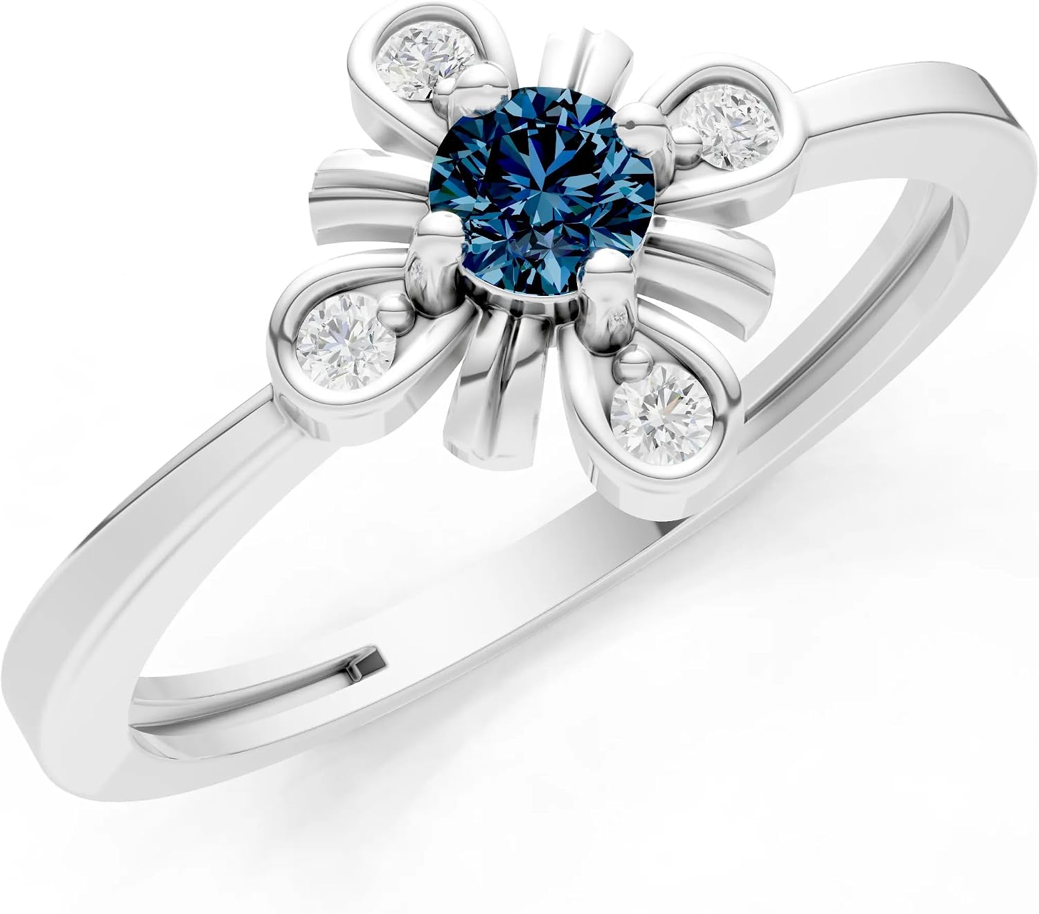 PEORA Round Cut Alexandrite Stackable Band Available in Solid 10K, 14K or 18K Ring – White, Yellow or Rose Gold