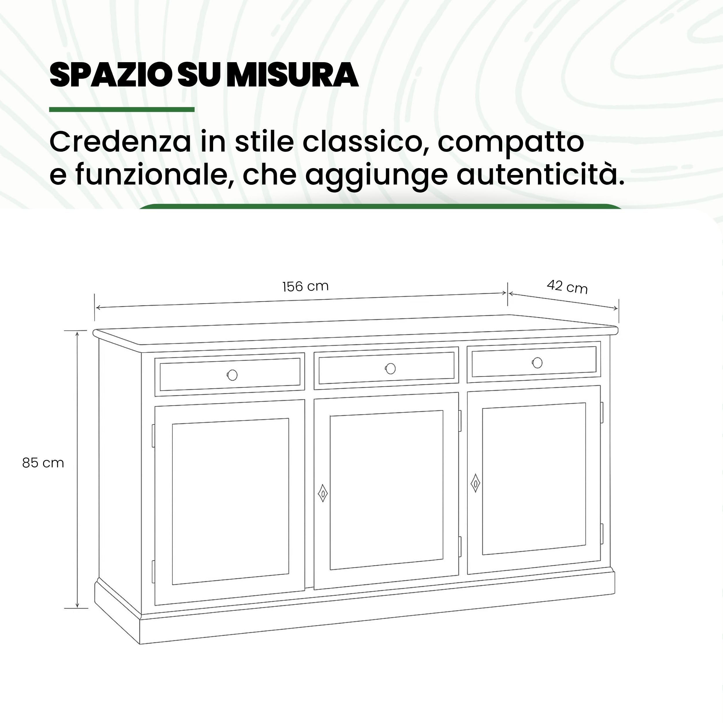 Mar.c.a. Design - Credenza Soggiorno in Legno di Pioppo, Stile Classico Arte Povera Elegante e Funzionale, Mobile Made in Italy