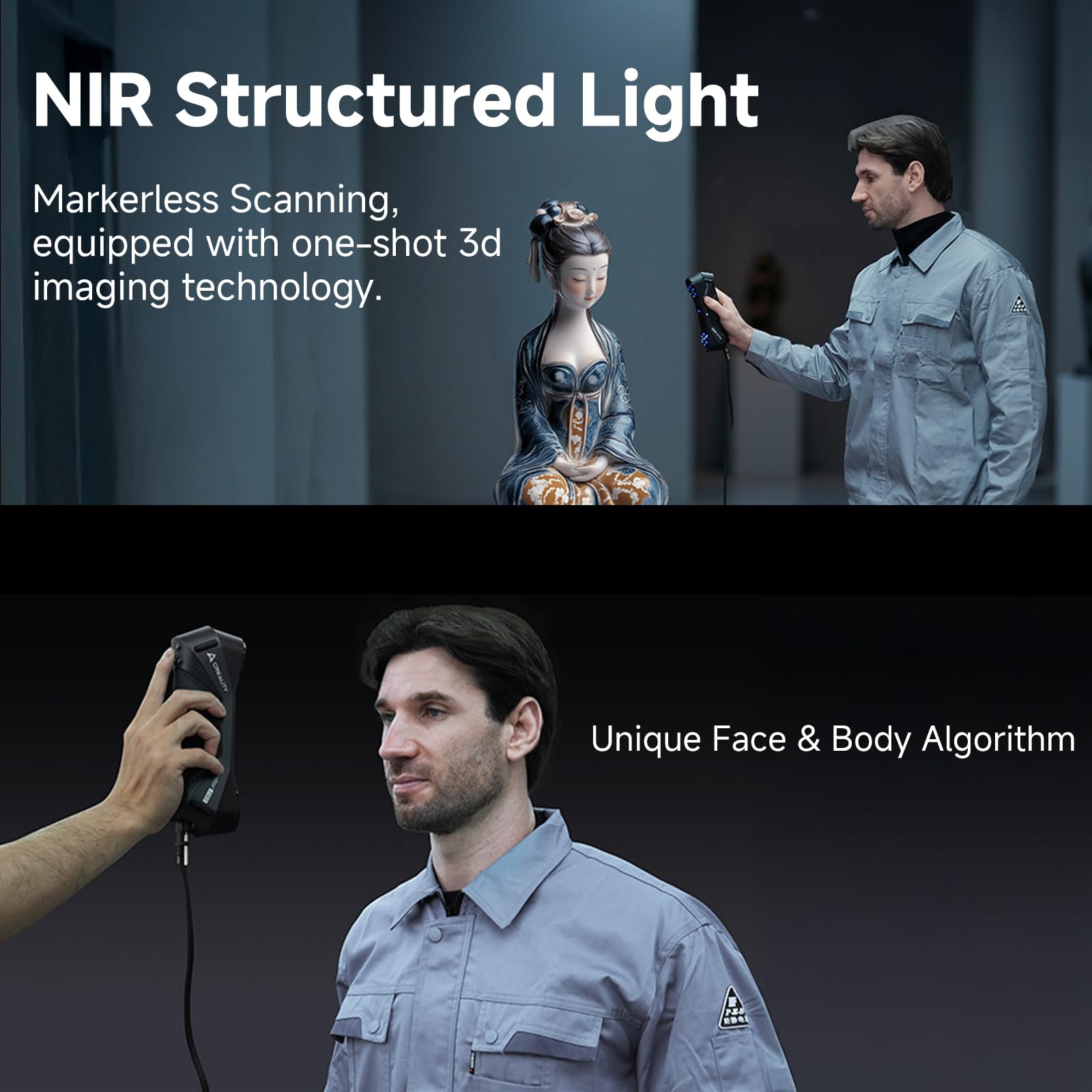 Creality 3D Scanner, Raptor Scanner for 3D Printing, Hybrid Technology for Versatile Scanning, High Precision with 0.02mm, Anti-Shake Tracking, 24-Bit Fast Full-Color Scanning for Windows macOS: CR-Scan Raptor Pro