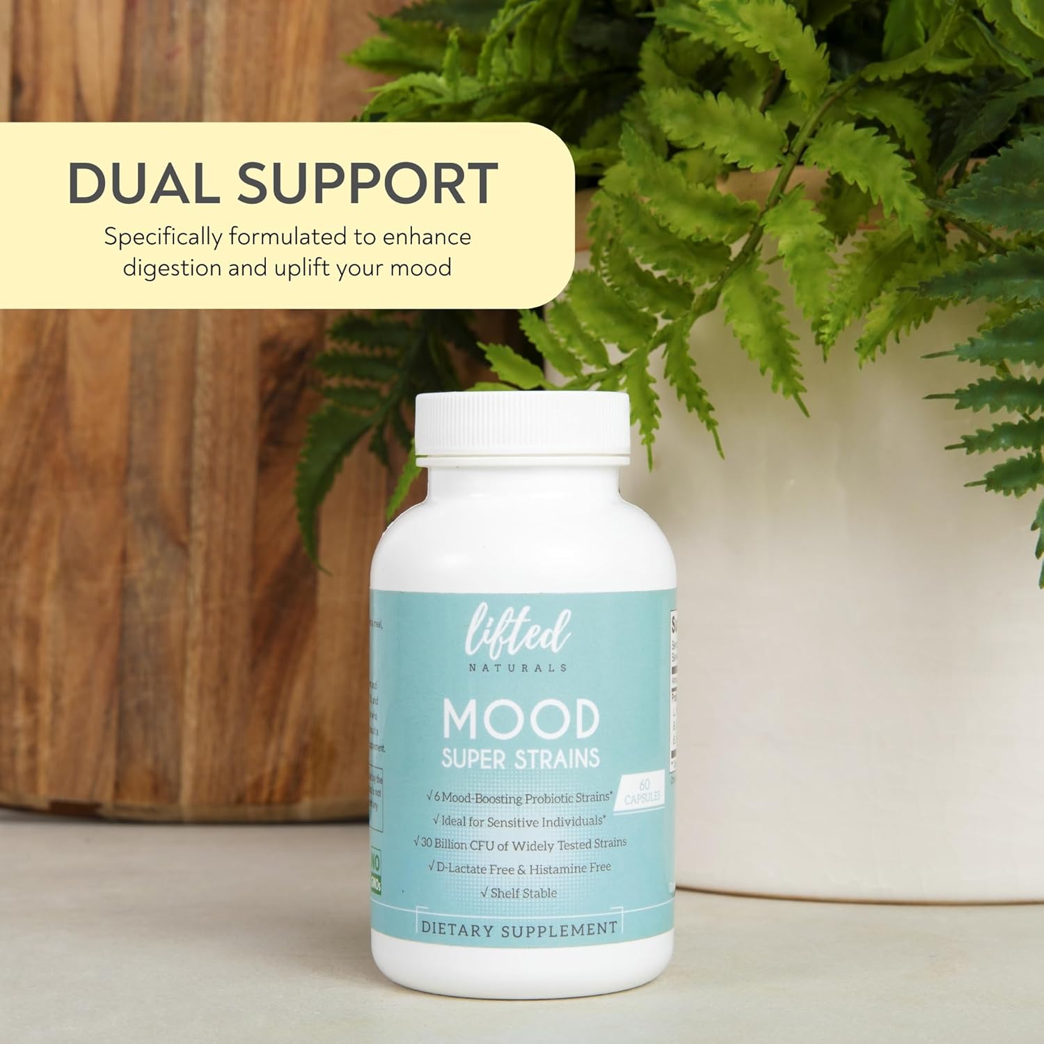 Probiotics - Mood Super Strains Probiotic - Naturally Supports Digestion & Mood - Histamine-Free Probiotics w/ L Rhamnosus GG, Shelf Stable Probiotic Supplement, 60 Day Supply, Non-GMO, VEGAN - Image 6