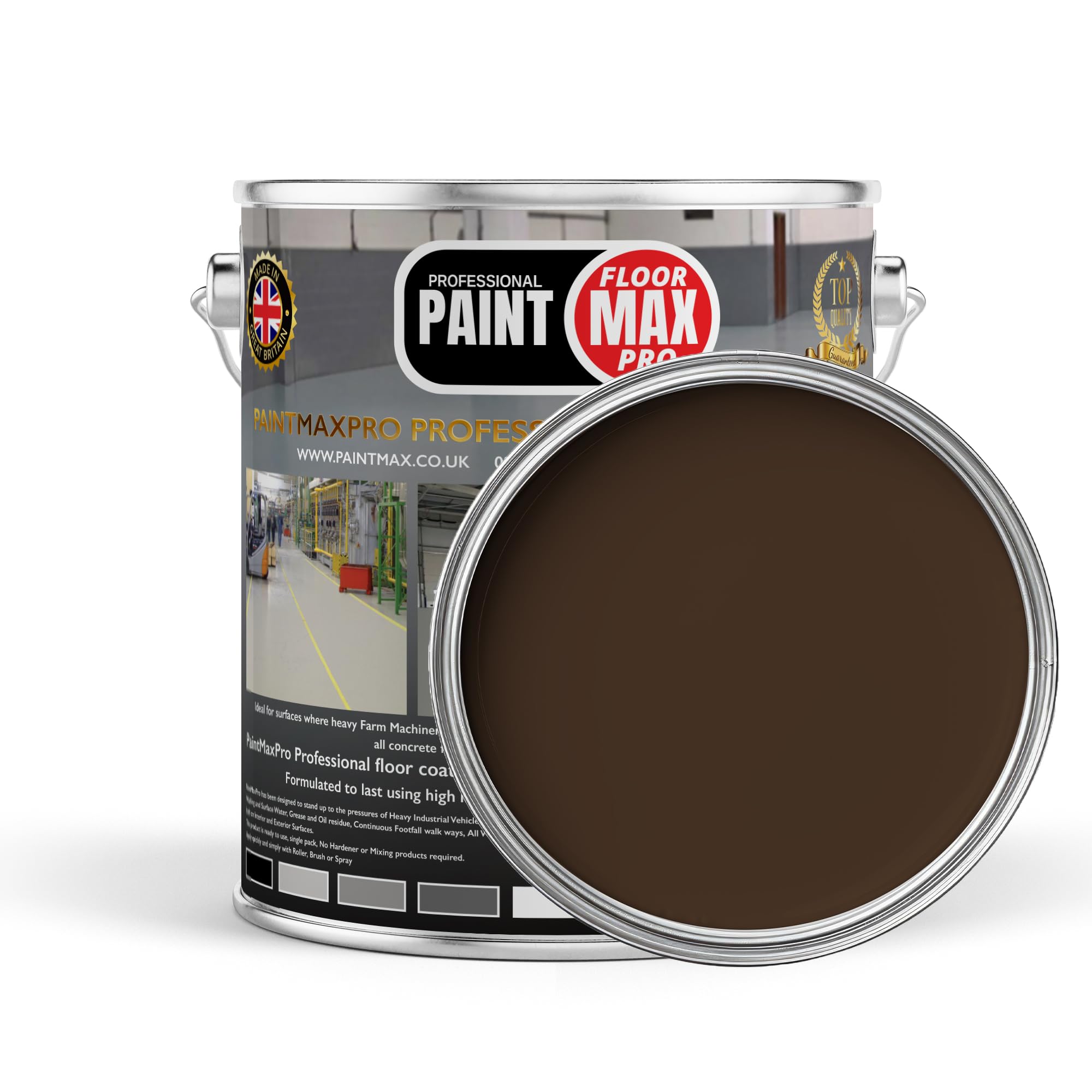 PaintMax Industrial PU350 Polyurethane Concrete Floor Paint Coating (Brown, 10 Litre)