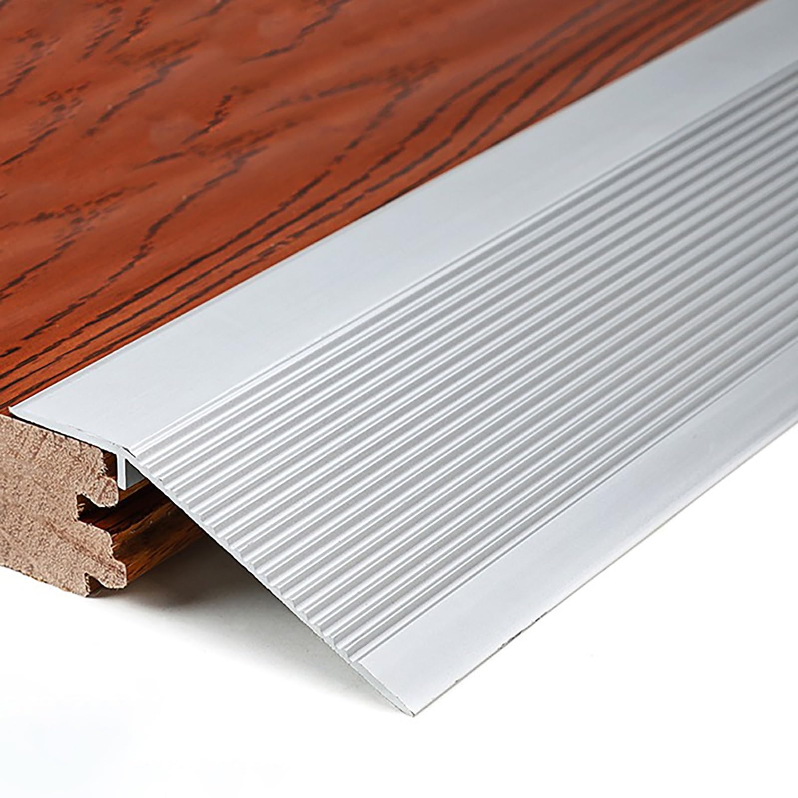 Tira De Transición para Suelos Irregulares, Perfil De Compensación para Umbral De Puerta, 135cm X 2 Piezas, 10cm De Ancho Adicional para Suelos De Madera, Vinilo Y Baldosas Interiores(Silber)