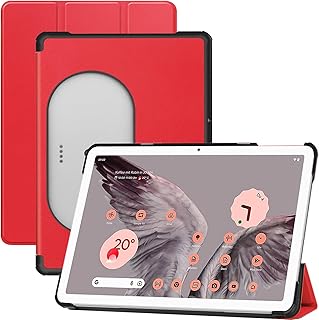 NINKI Compatible Google Pixel Tablet Case 2023 with Stand,Google Pixel Tablet 2023 Case,Lightweight Shockproof Hard PC + PU Leather Back Protective Stand Case for Google Pixel Tablet 2023 Cover Red