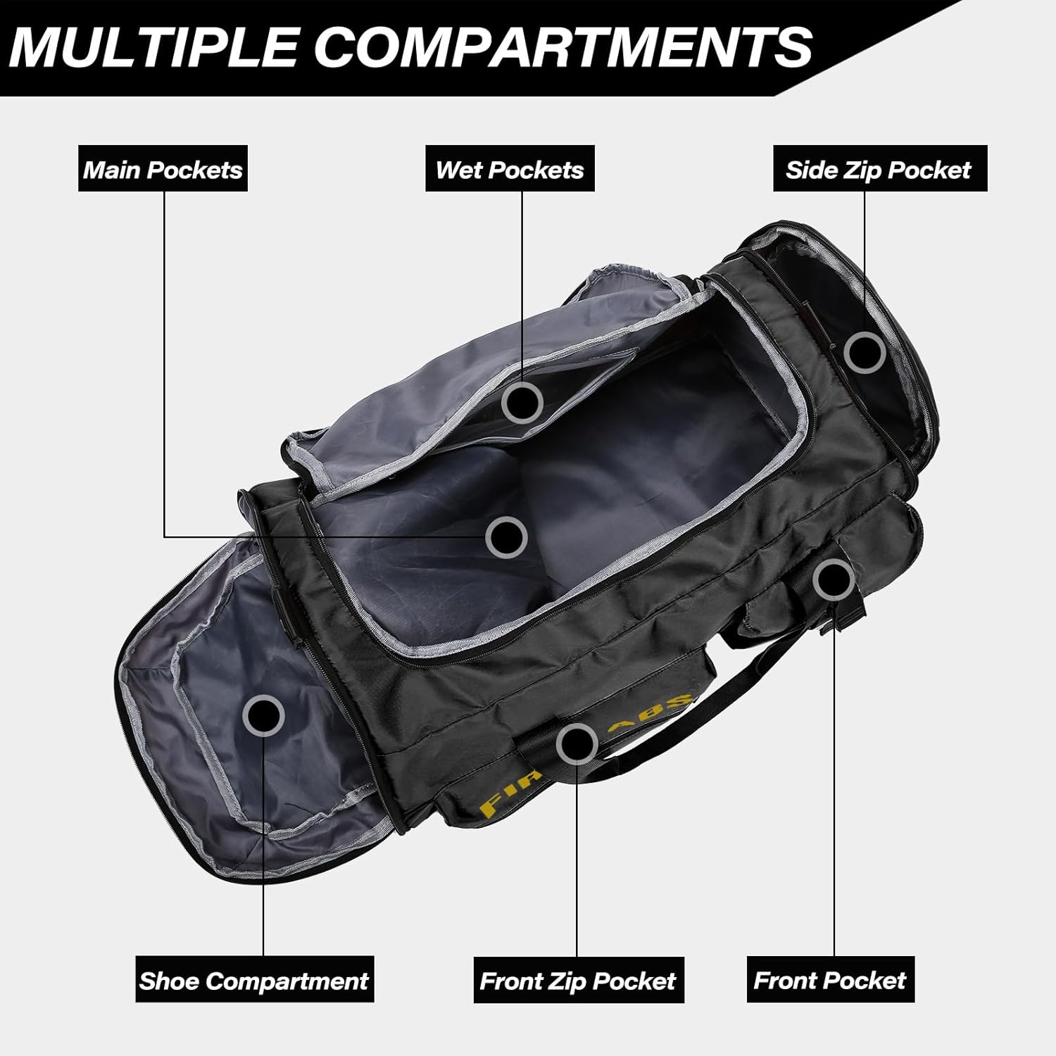 Gym Bag for Men & Women, 65L Large Capacity Travel Duffle Bag 3 in 1 Convertible Backpack with Shoes Compartment and Dry and Wet Separation - Image 5