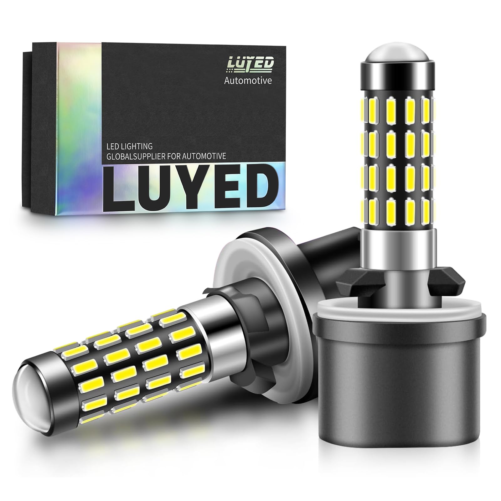 LUYED 2000 Lumens Super Bright 4014 51-EX Chipsets 880 886 890 892 Led Bulb With Projector For DRL or Fog Lights,Xenon White,Pack of 2