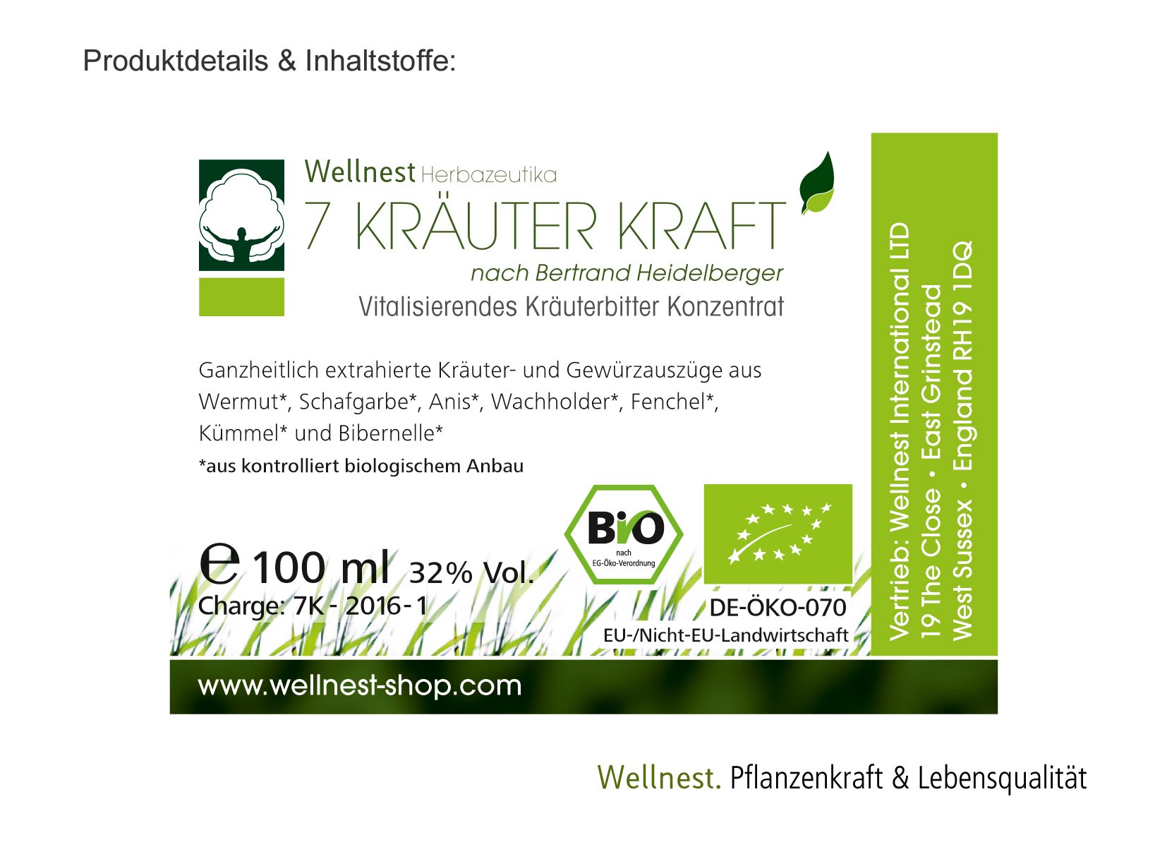 Kräuter-Kraft nach Bertrand Heidelberger 100ml | ohne künstliche Farb- oder Geschmacksstoffe - 100% natürlich und vegan | Bitterstoffe satt