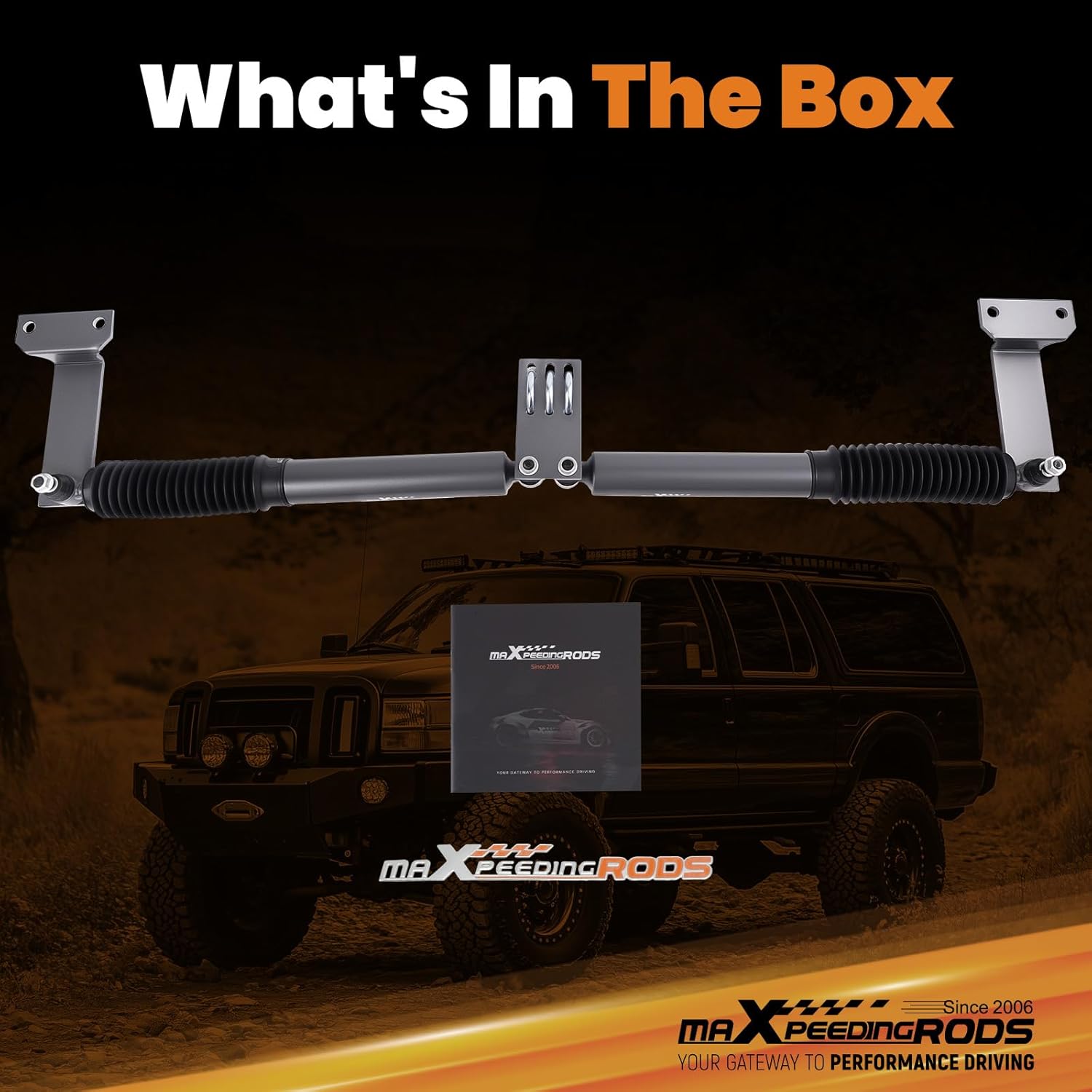 maXpeedingrods Dual Steering Stabilizer for Ford F-250 F-350 1999-2004 4WD, Ford Excursion 2000-2005 4WD, for 2-8" Lifted Suspension, G1 Version