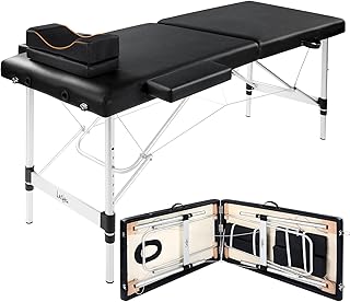 Portable Lash Bed for Lash Extensions Massage Table Esthetician Bed Salon Table Spa Bed Height Adjustable Waterproof Aluminum Frame (Black)