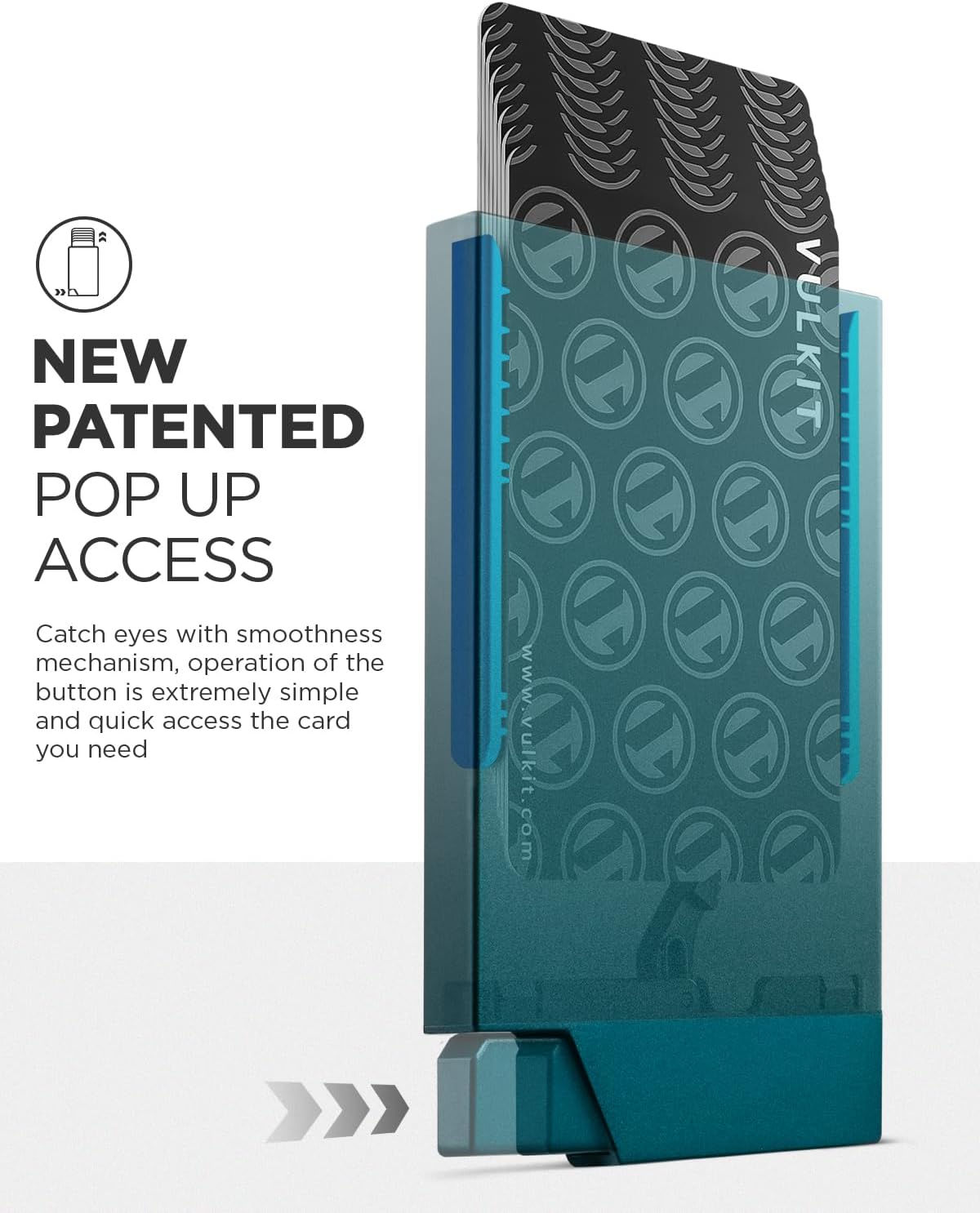 VULKIT Pop up Card Holder Minimalist Credit Card Holder RFID Blocking Slim Metal Card Case for Men or Women(Emerald Green) - Image 3