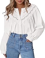 BTFBM Women's Lace Long Sleeve Button Down Blouses Casual Fall Tops Boho Shirts Lightweight Spring 2025