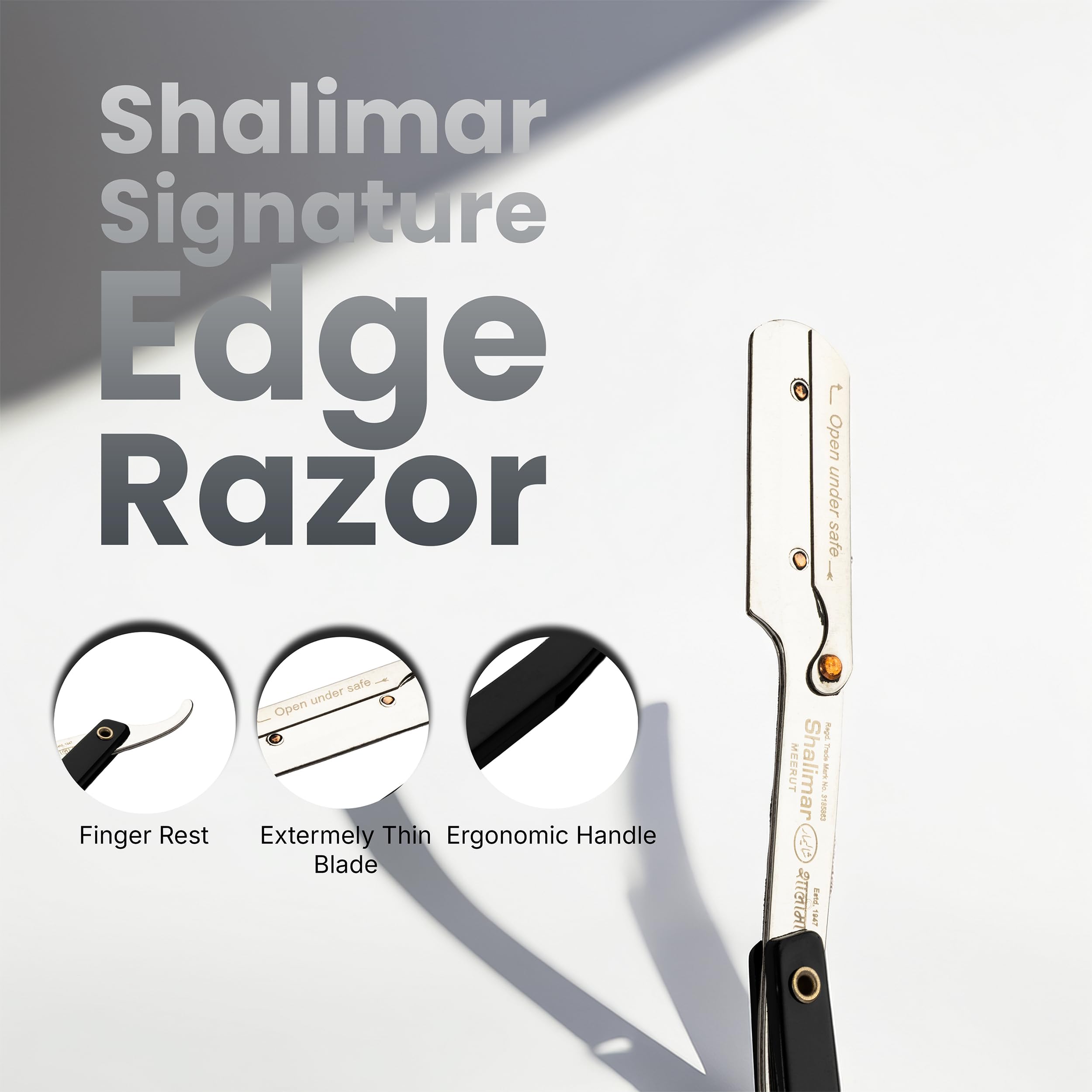 Shalimar Brand Professional Barber Straight Edge Shaving Facial Face Beard Blade Razor, Black Handle, Traditional Barber Style For Men and Women - Image 5 thumbnail