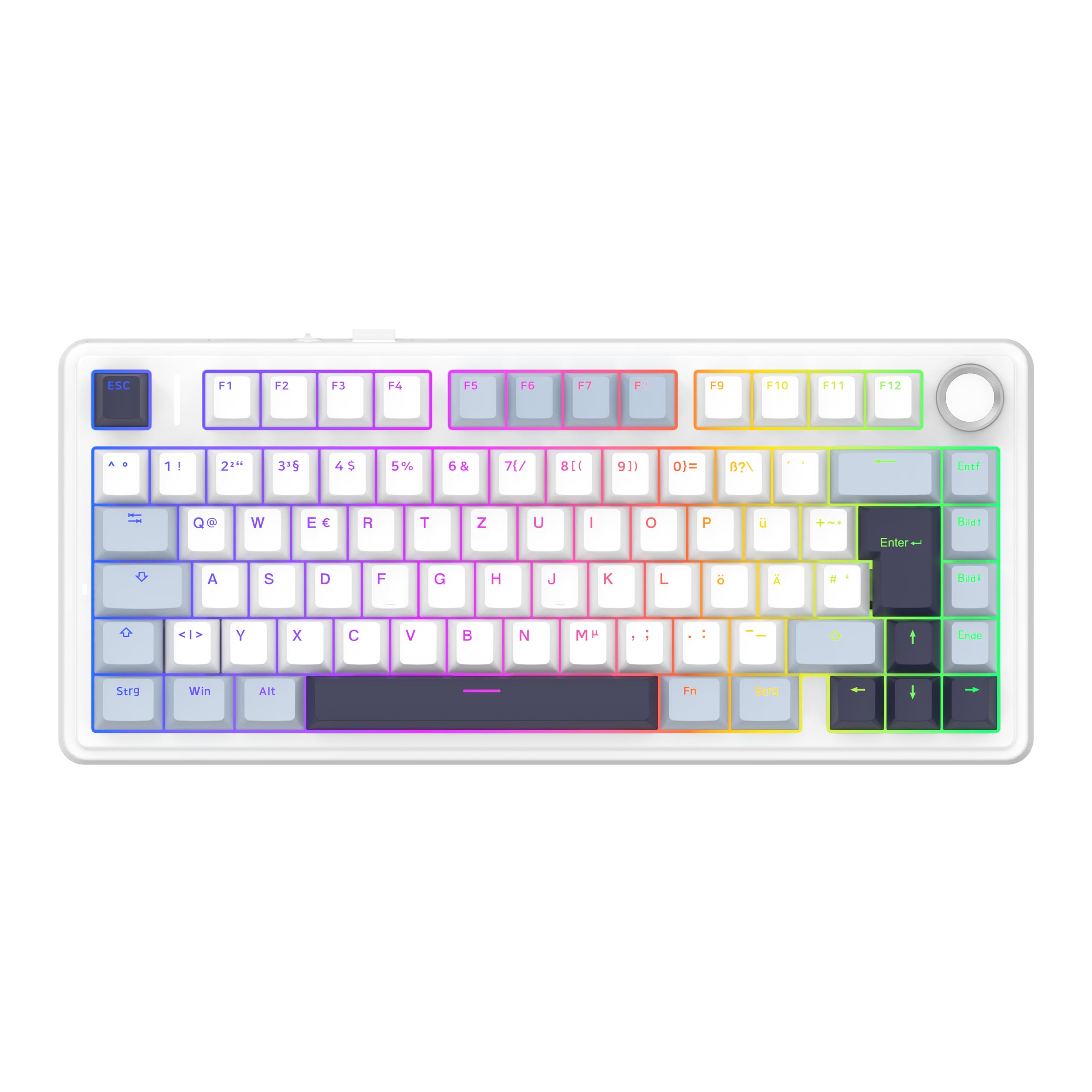 MechLands Aula F75 75% Mechanische Tastatur Kabellose, QWERTZ Deutsches Layout, Custom Creamy Gaming-Tastatur mit Knopf, RGB, Hot-Swap-fähig, Reaper Linear Schalter, 2,4GHz/USB-C/BT für Win/Mac