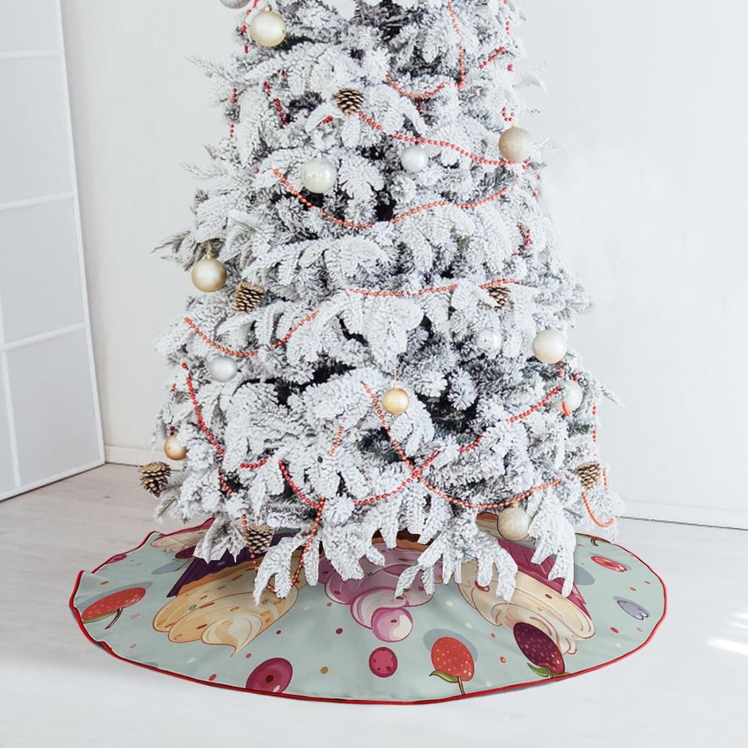 Christmas Tree SkirtDelicious Cupcakesclassic Fashion Tree Skirt Painted Multifunctional Christmas Tree Skirt