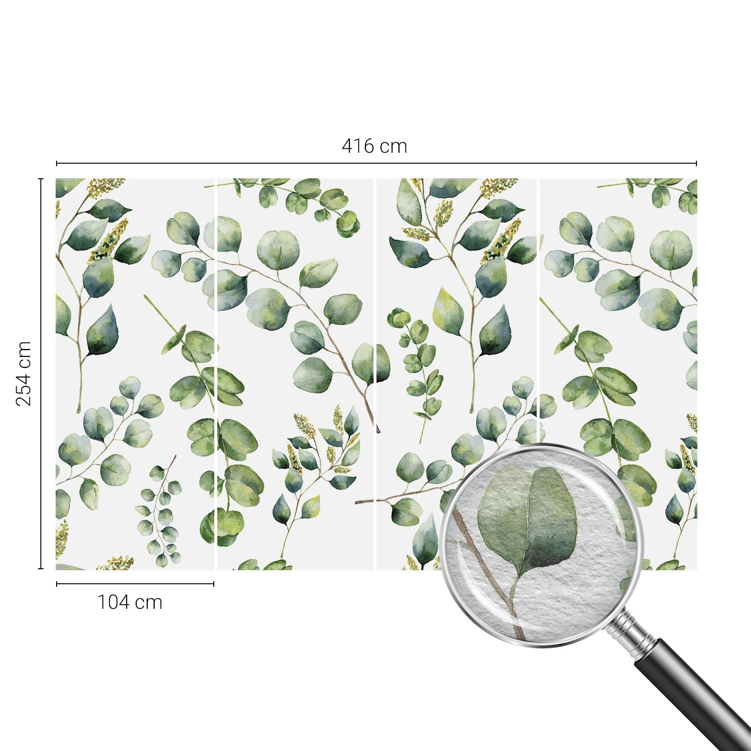 Papel Pintado Textil De Tejido No Tejido 416x254 cm hojas verdes
