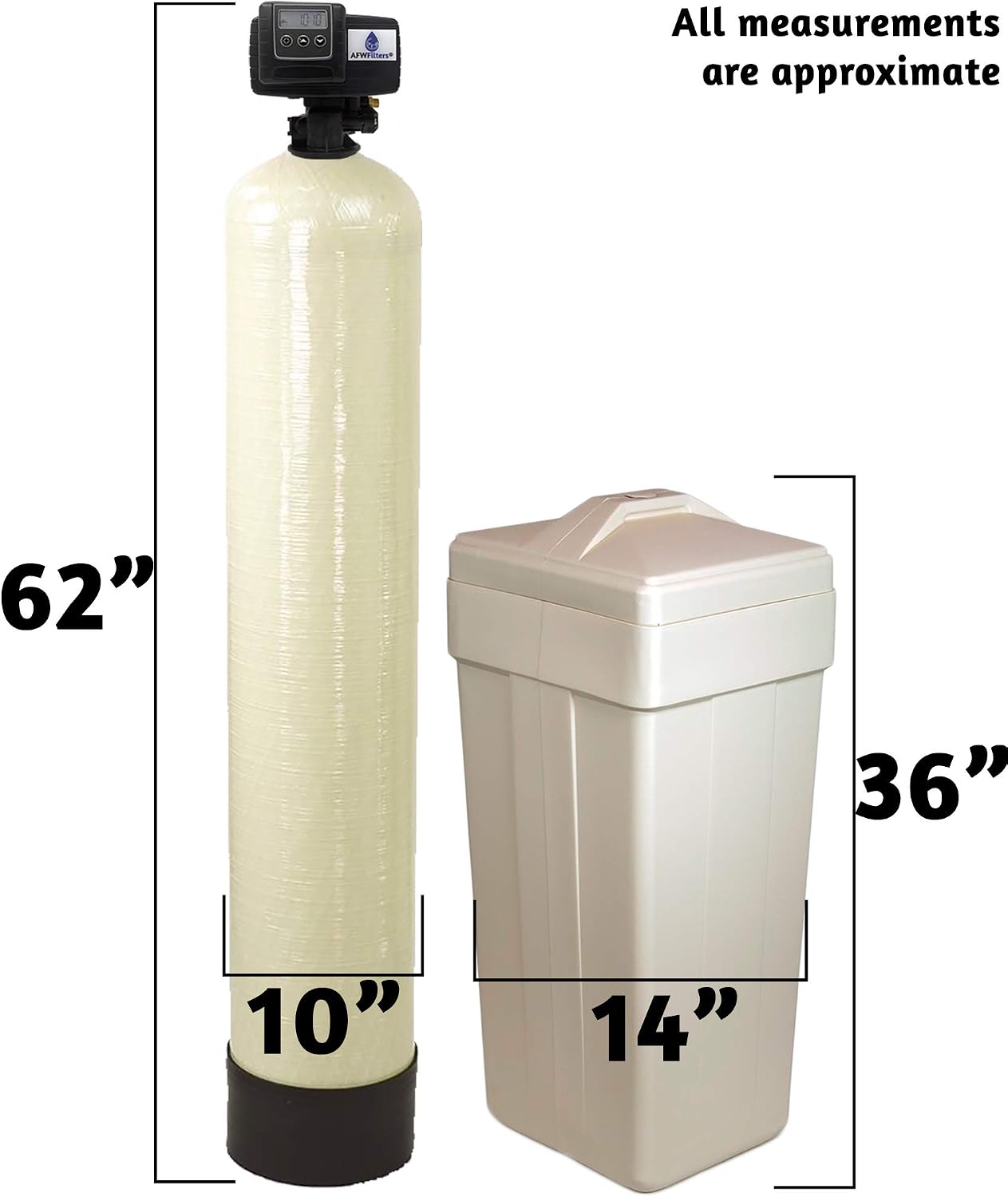 AFW Filters Built 1.5 cu ft Digital Tannin Filter On Demand Water Softener with Fleck 5600SXT (14" Brine Tank, Almond)