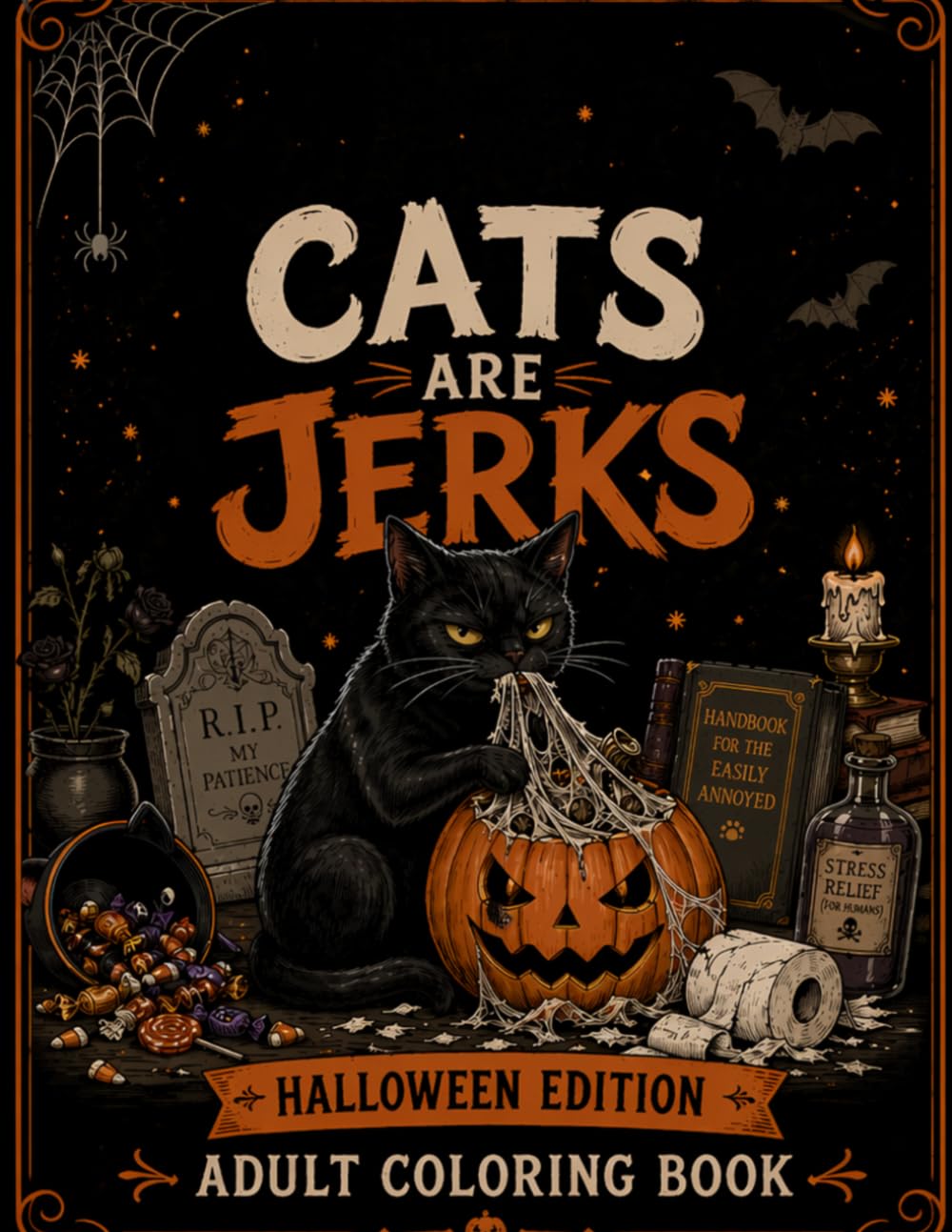 Cats are Jerks: Halloween Edition Adult Coloring Book