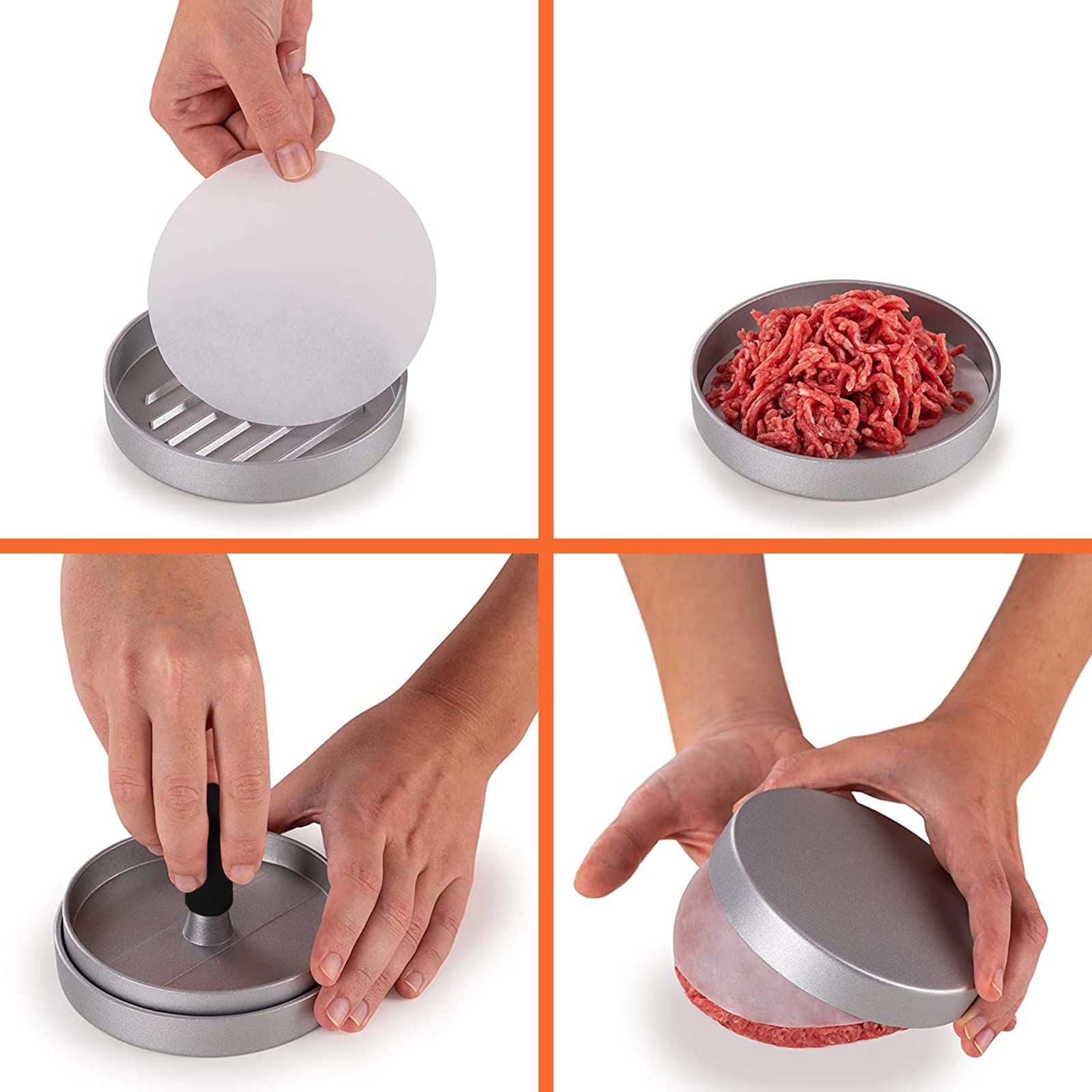 Nowyaner Burger Press, Aluminium Cast, Delicious Hamburgers i Patties, Non-Stick Coating