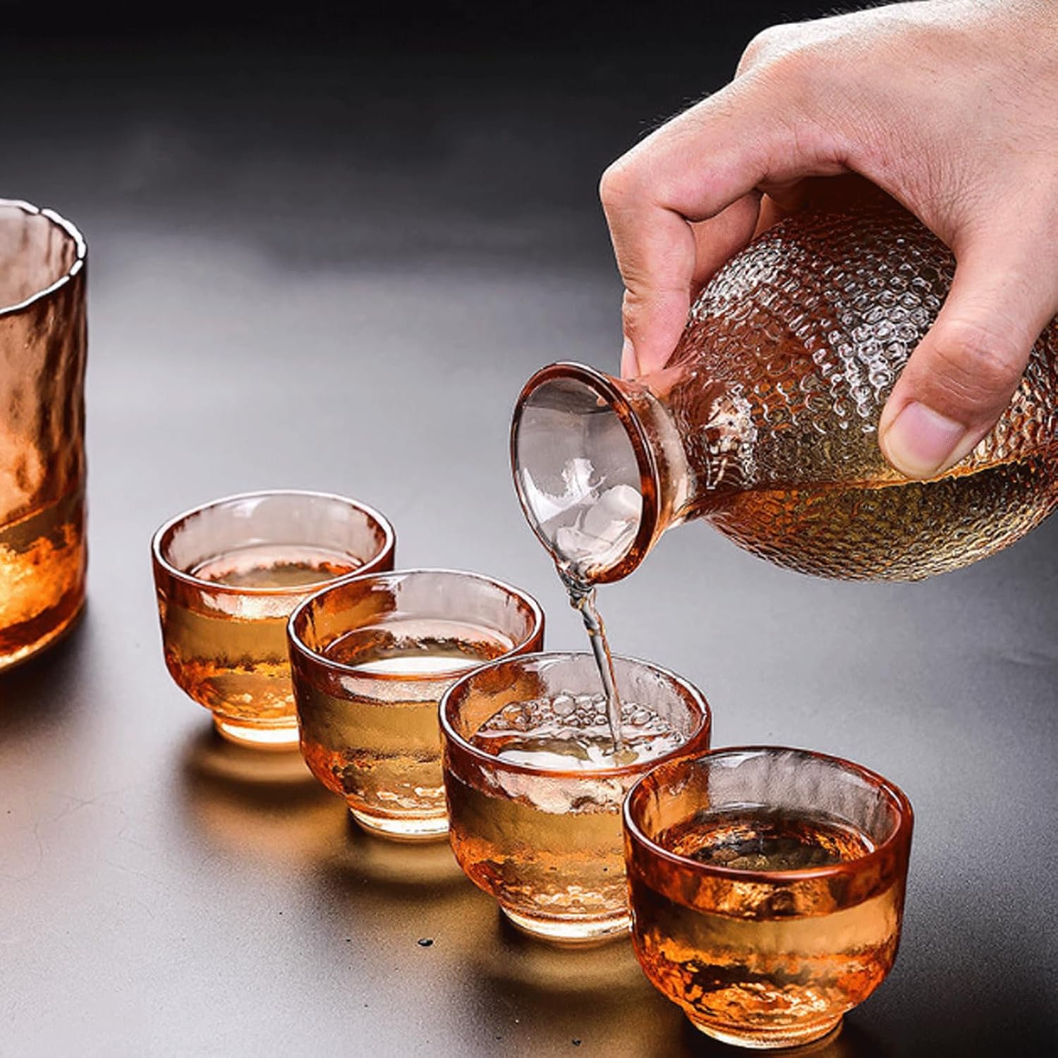 Crystal Sake Pot Wine Glasses Cup Set Flagon Liquor Dispenser Sake Set Glasses Japanese Sake Jug Set Saki Cup Set