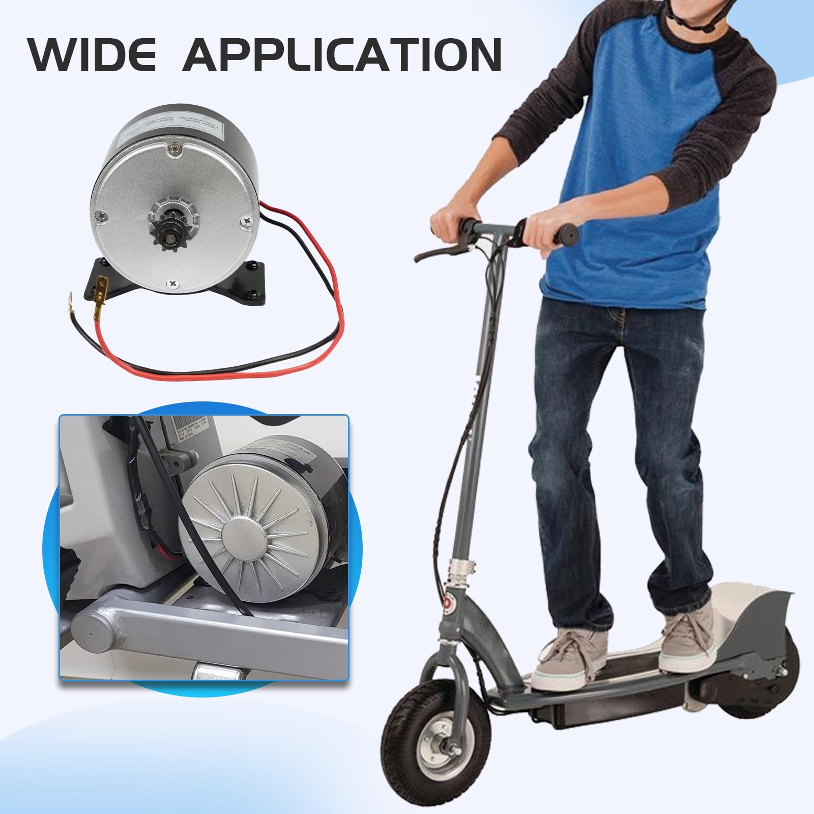 Dexepe 24V Electric Scooter Motor Brushed Electric Motor Compatible with E Scooter Drive Speed Control Razor E300 E300S E325 MX350 MX400 350W Wind Turbine PMA