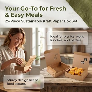 Chicken Paper Boxes 25pcs Nugget Box Sandwich Storage Containers Meal Containers Lids