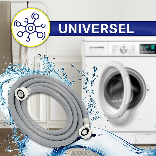 Tuyau Machine à Laver et Lave Vaisselle 3,5 m pour Arrivee Deau pour Températures de 25°C Pression de 20 à 60 Bar Connexion est Droite et Coudée Ø 3/4" - MADE IN ITALY - MONTERAL - 3