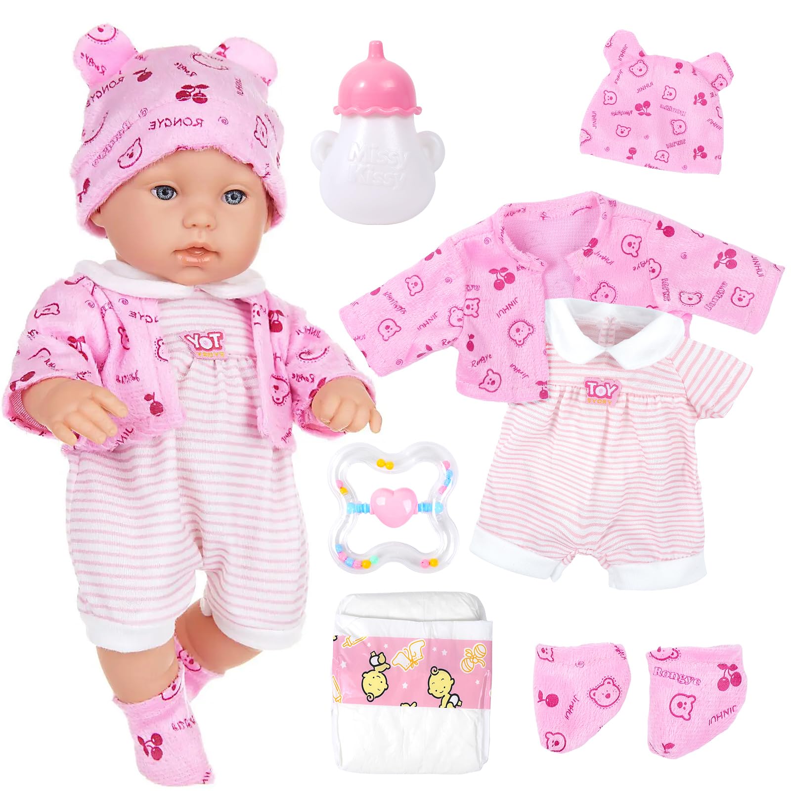 Barbie Baby Ecore Fun 16 Inch Baby Doll Reborn, 11 Pcs Realistic