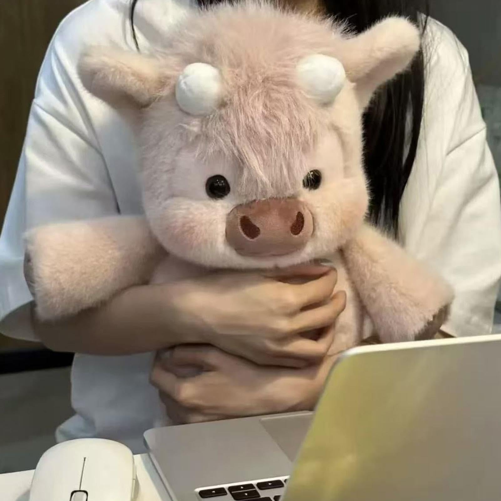 Peluche Muccas Che Corre, 45CM Peluche Di Muccas Delle Highlands, Adorabile Morbido Pelosa M-ucca Peluches Che Corre Animale, Alleviare Stress Animale Bambola Bovini Delle Highlands Peluches Cuscini