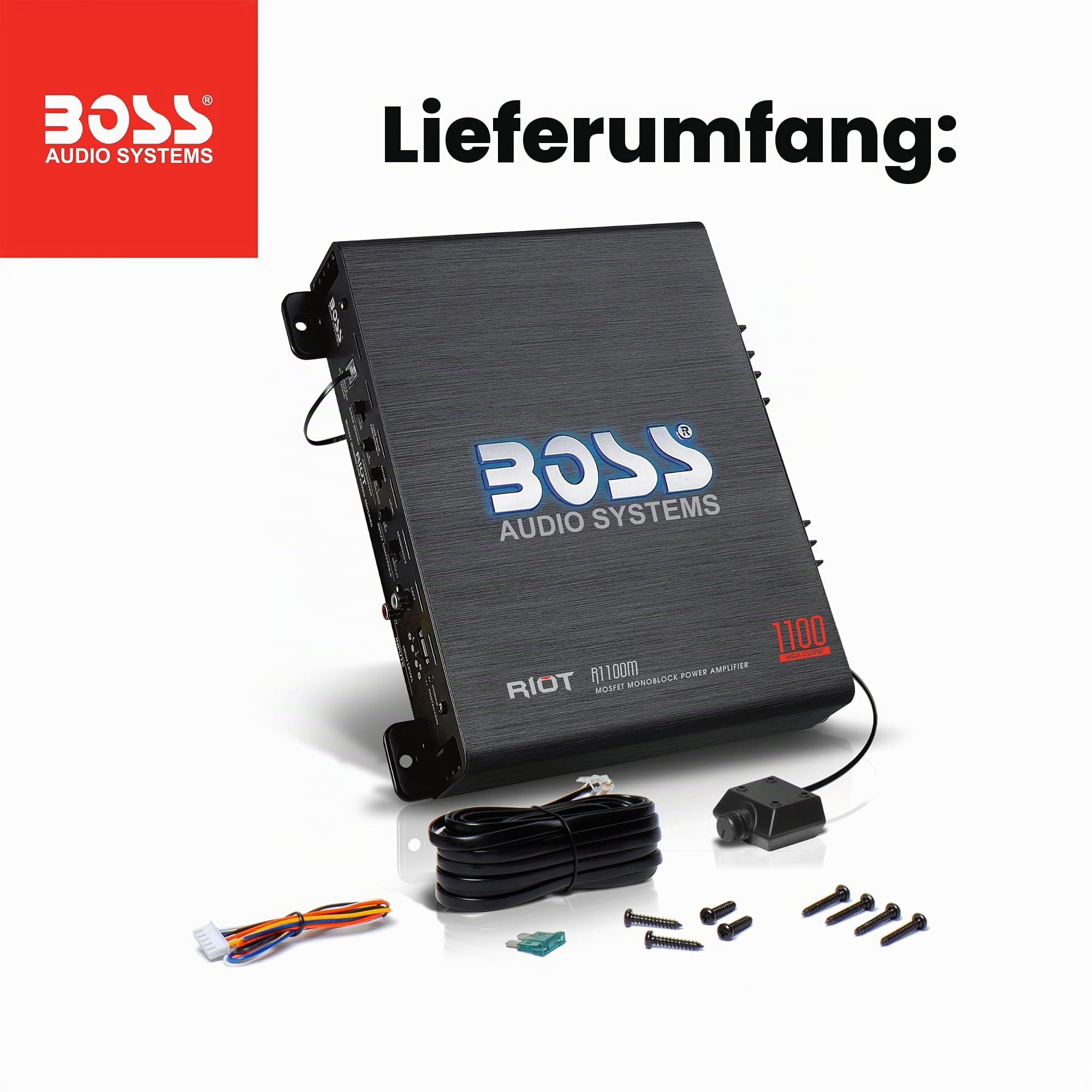 BOSS AUDIO R1100M Riot Serie Monoblock 1100 Watt Klasse A/B Verstärker