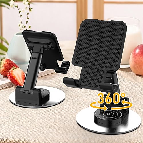 Miniatura 6 de Soporte giratorio para teléfono celular para escritorio, soporte de teléfono ajustable en ángulo de altura, soporte de teléfono portátil compatible
