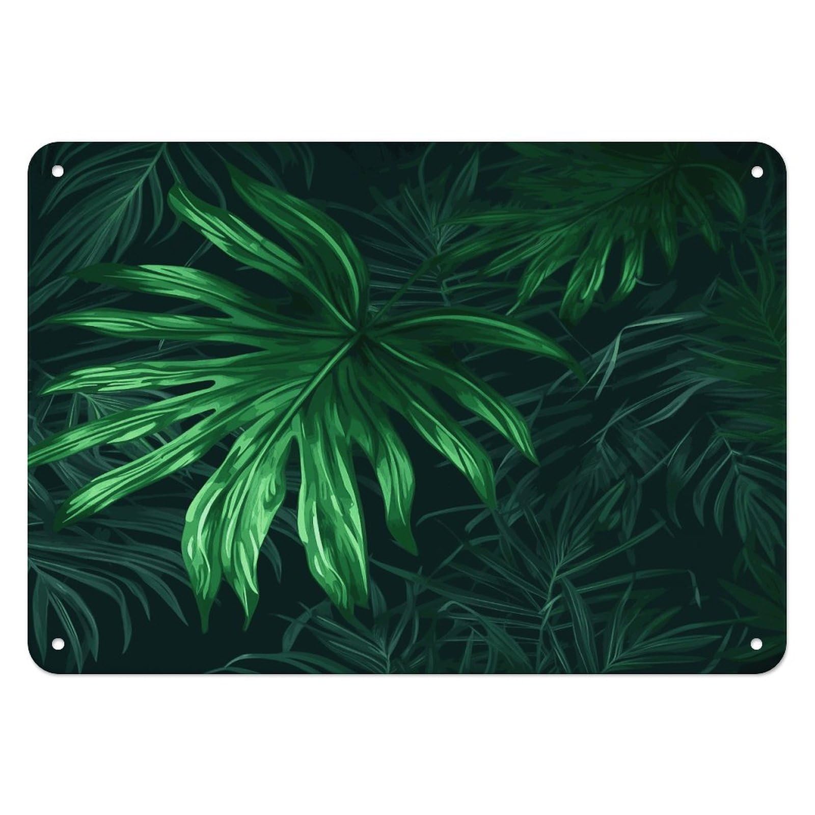 Btcowzrv Style Green Tropical Jungle Plant Metal Sign, 5.5" X 7.9" Tin Wall Decor, Wall Art Plaques For Home Wedding Decor Room Living Room Decoration