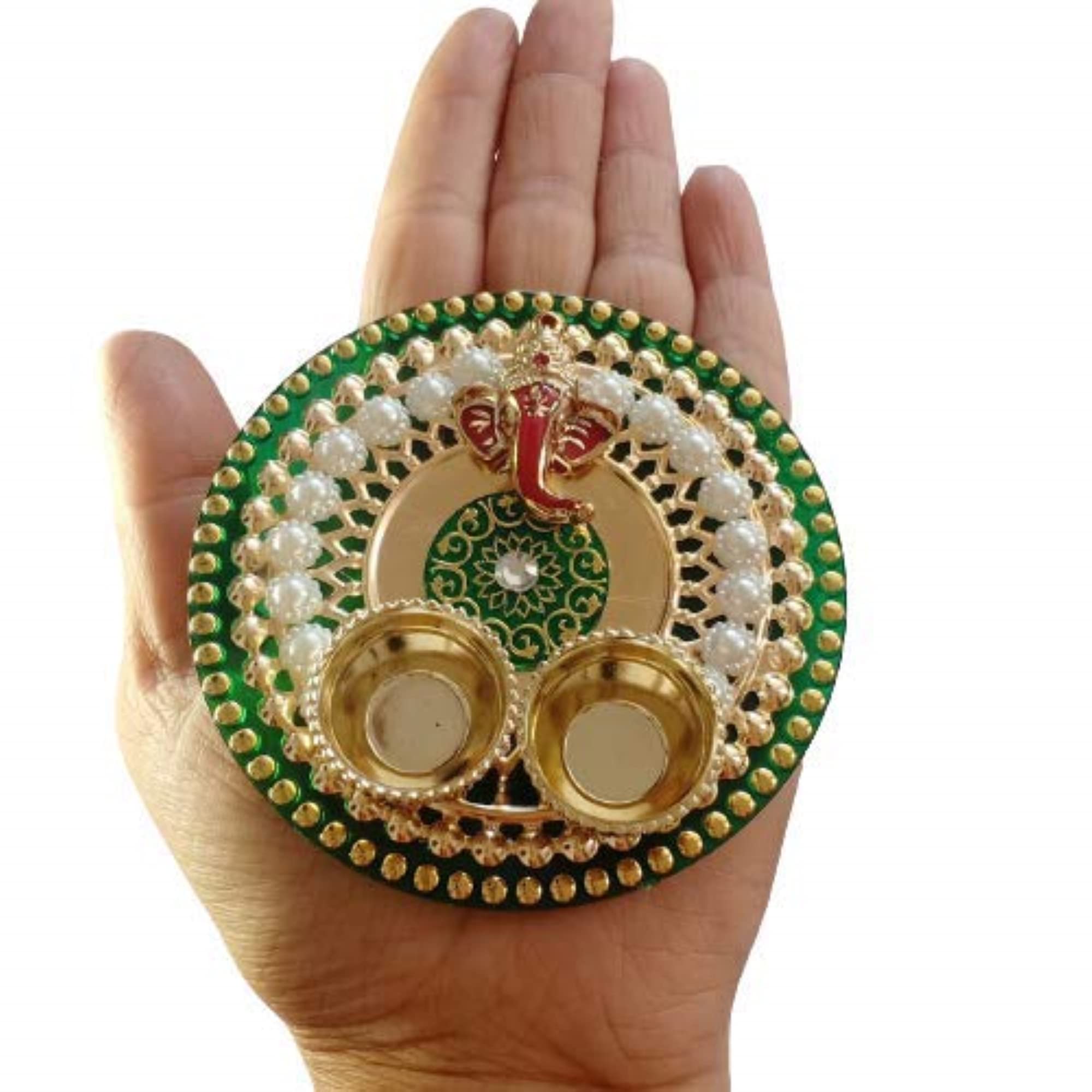 Elegant Pooja Thali Set - Haldi Kumkum Holder -4