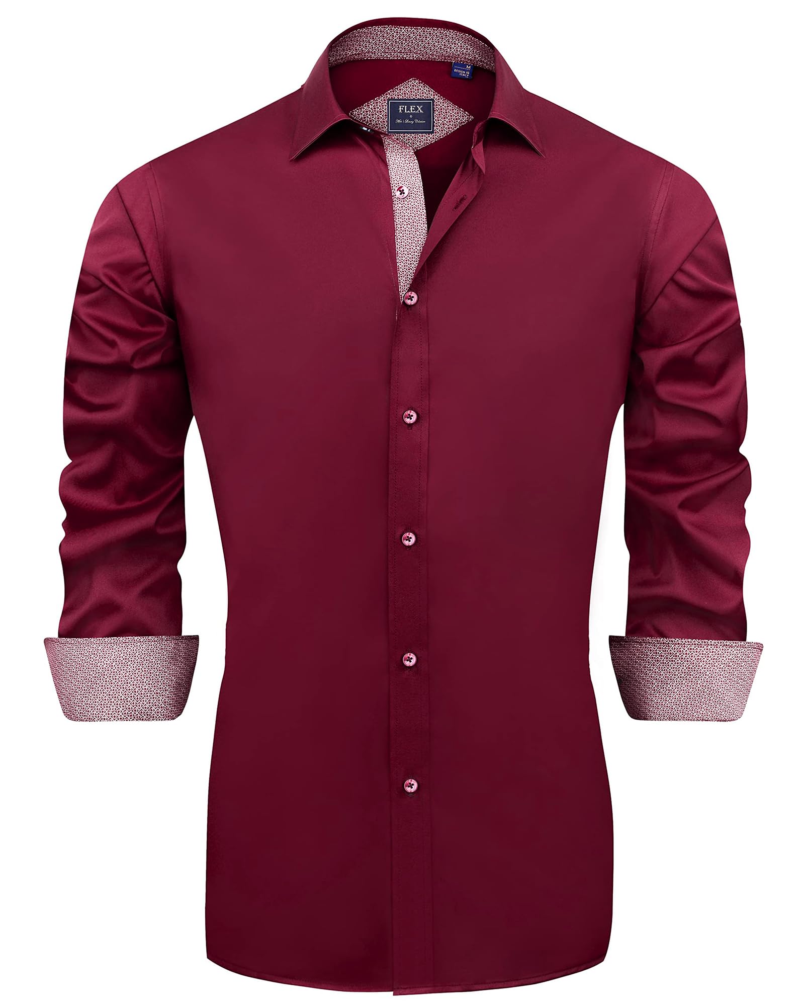 J.VER Men's Dress Shirts Solid Long Sleeve Stretch Wrinkle-Free Formal Shirt Business Casual Button Down Shirts