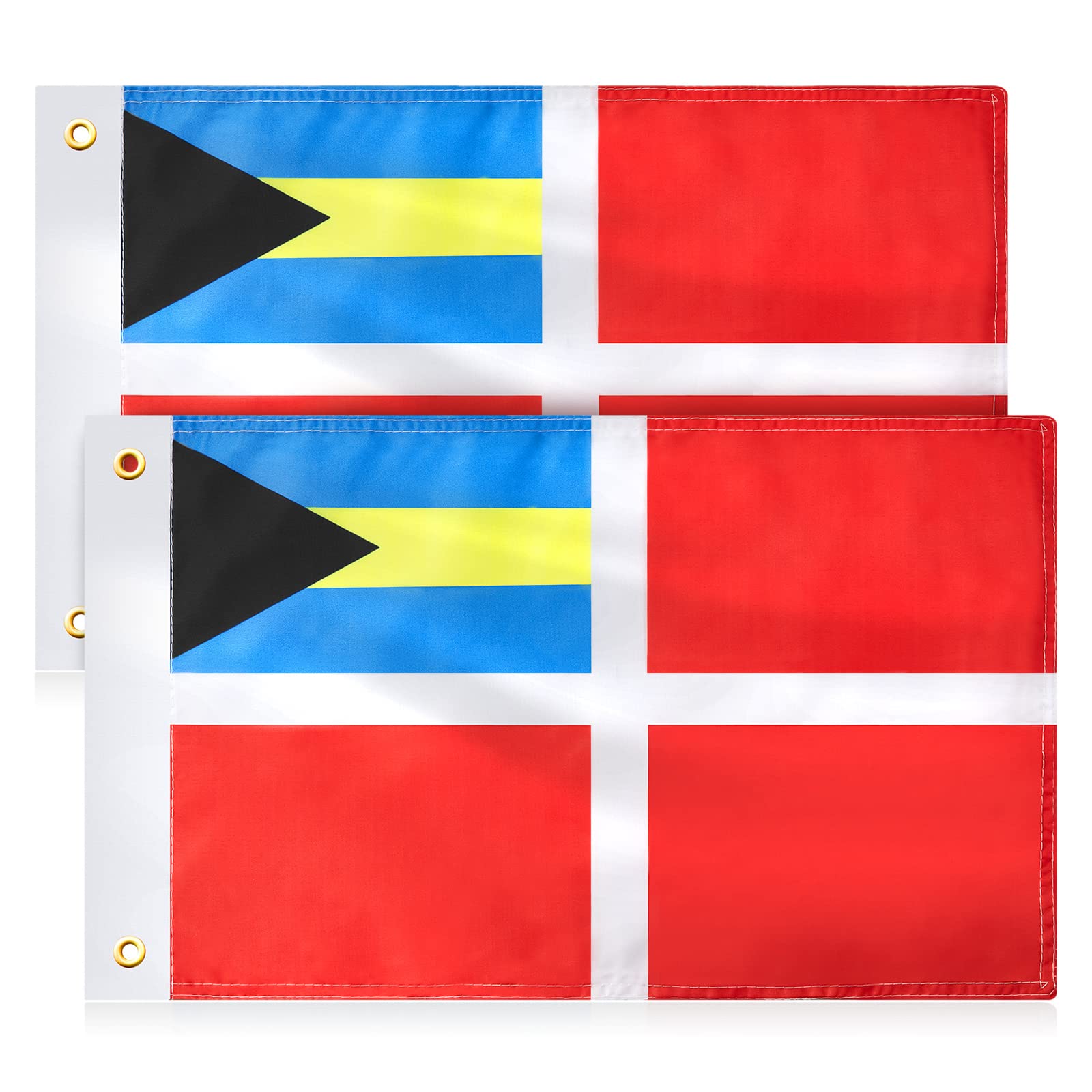 2 Pieces Bahamas Flag 12 x 18 Inch Bahamas Courtesy Boat Flag Safety Polyester for Vessels Registered Visiting Foreign Waters
