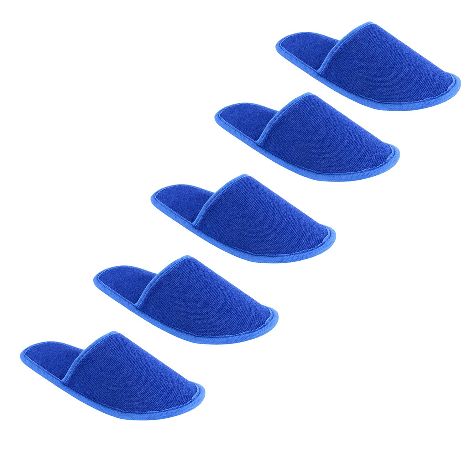 Disposable Slippers Closed-Toe Style Soft Terry Towel Slippers Footwear for Home Hotel Homestay Traveling Pack of 5 Pairs (Blue)-image-25
