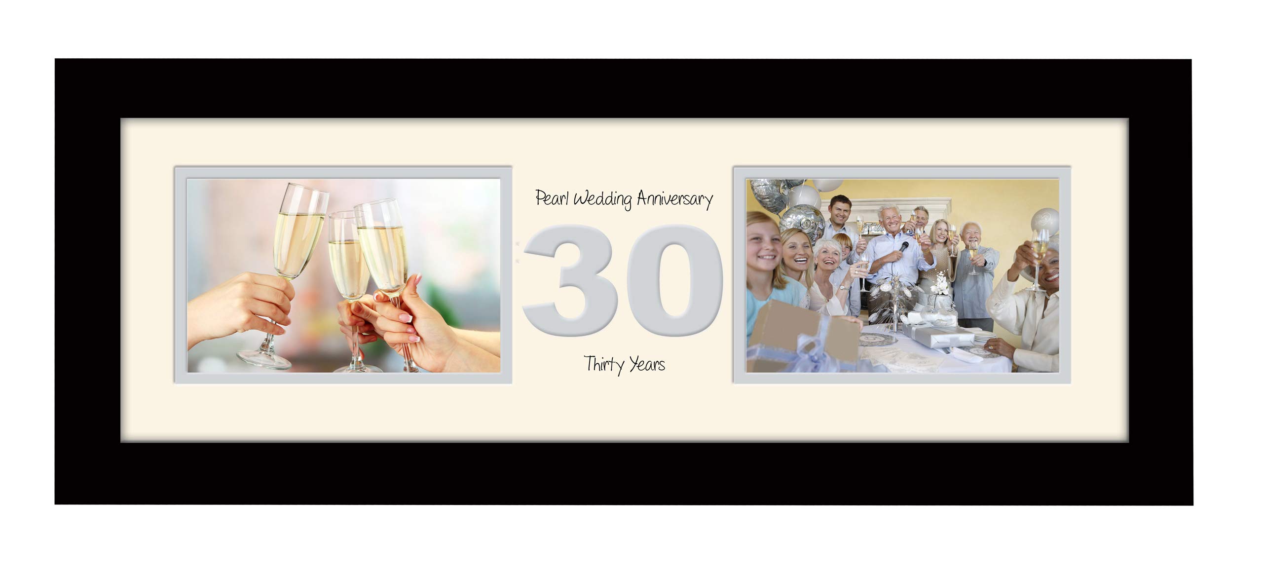 Photos In A Word Black Finish Frame Cream Mount Grey Inside 30Th Anniversary Photo Frame Pearl Wedding Thirtieth Gift Takes Two 6”X4” Landscape Photos 1233A (Black Finish Frame Cream Mount Grey Inside)