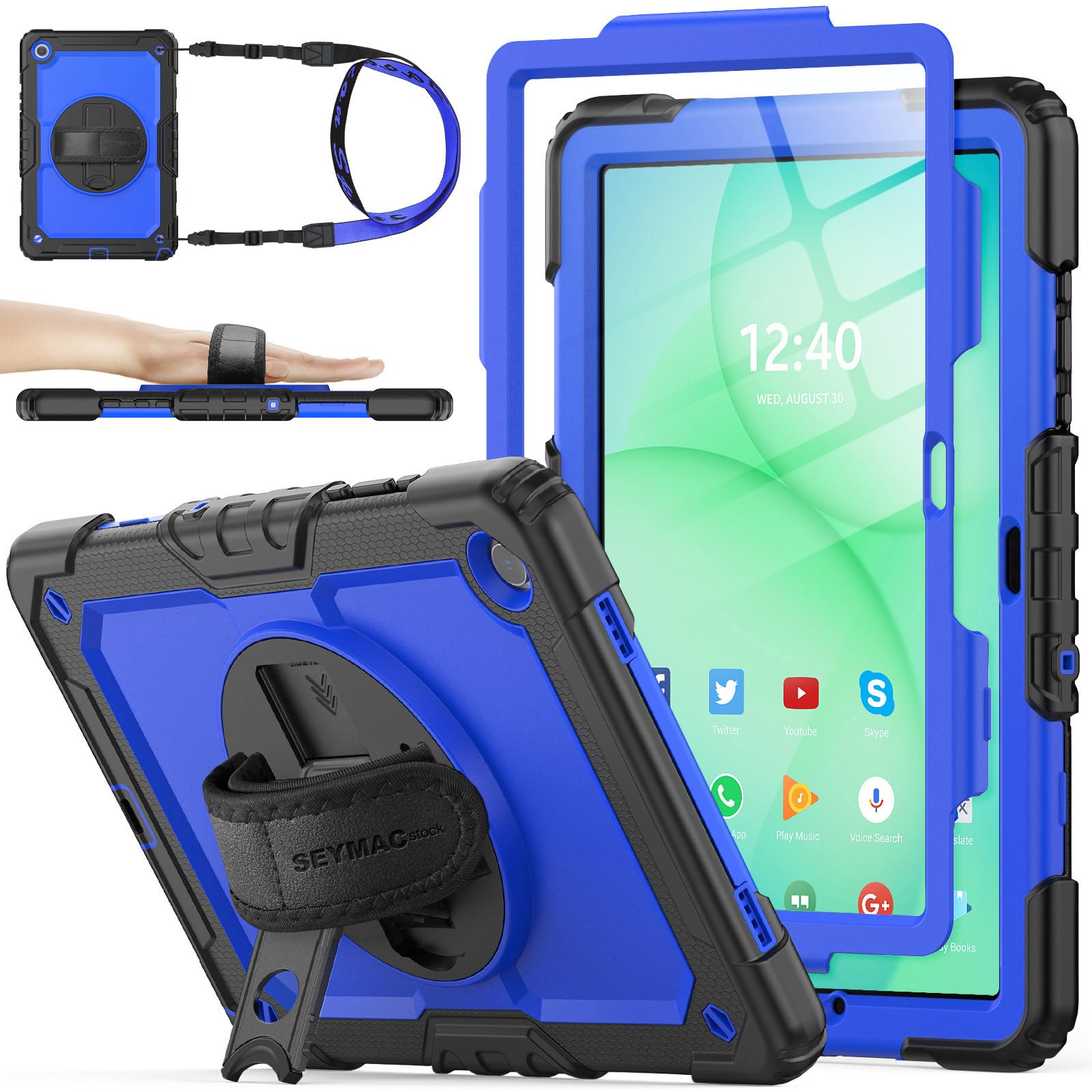 SEYMAC stock Case for Samsung Galaxy Tab A11+ Plus/A9+ Plus 11'', Full-Body Drop Protection Case with Screen Protector Pencil Holder [360° Rotating