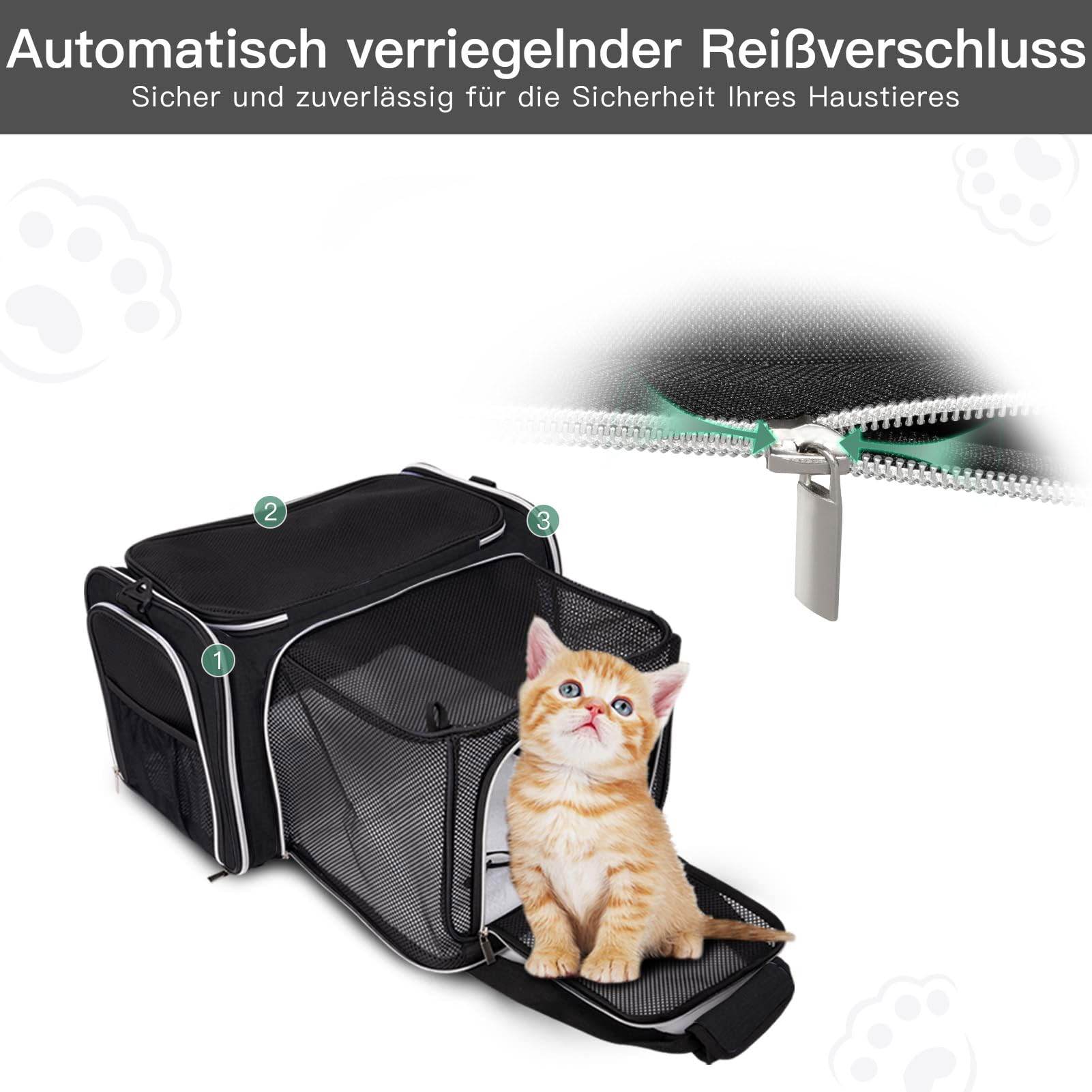 BAGLHER Trasportino per gatti, approvato dalle compagnie aeree, trasportino morbido laterale per animali domestici, da viaggio, 5 lati, porte aperte, 3 lati, espandibile, pieghevole, con imbottitura