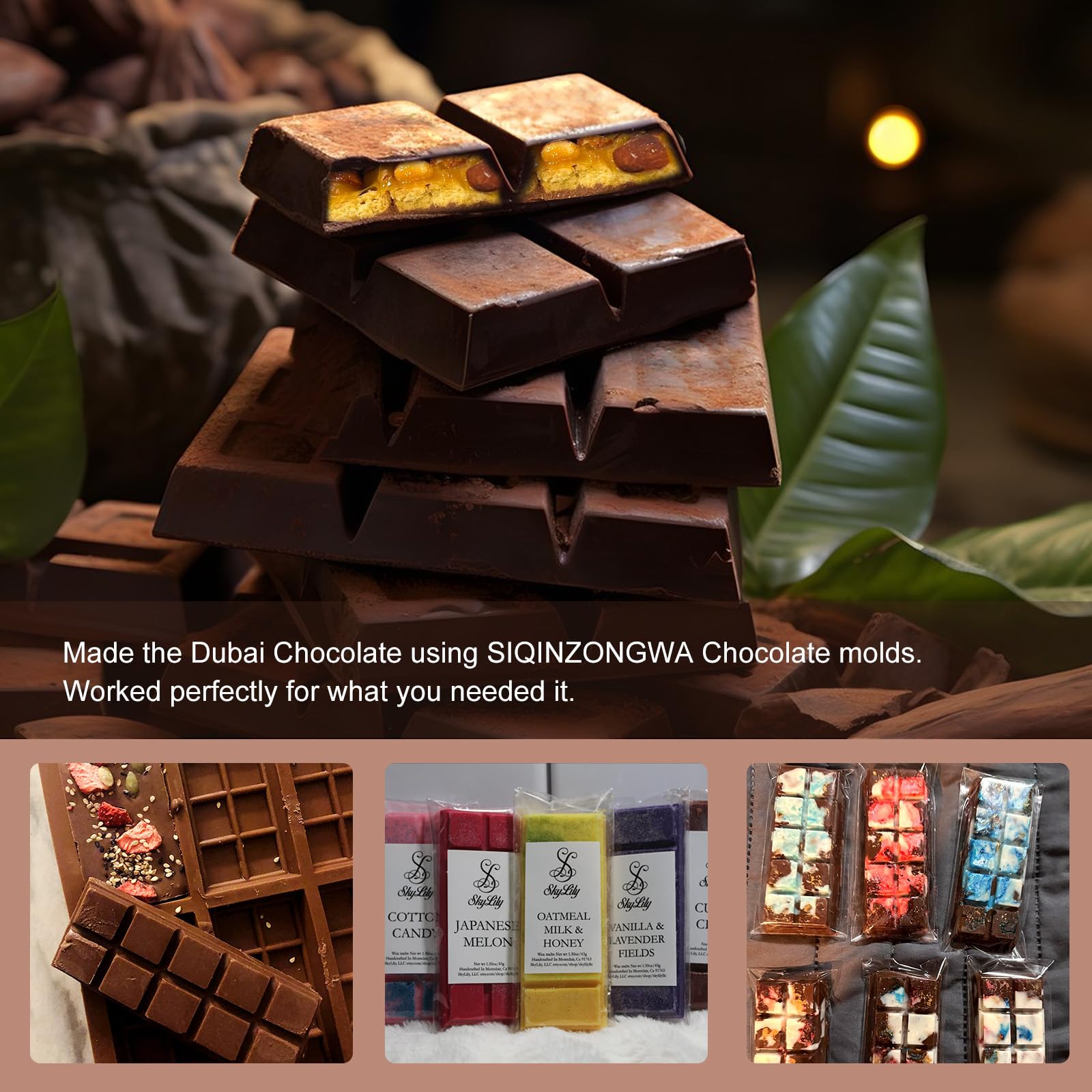 TAIHOBO Molde Silicona De Chocolate Profundo, Moldes Silicona De Chocolate De 12 Cavidades, 2 Piezas Moldes De Silicona Para Chocolate Antiadherente, Molde De Silicona De Chocolate Para Gofres