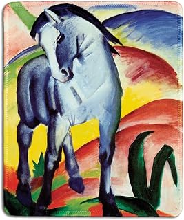 dealzEpic - Art Mouse Pad - Natural Rubber Mousepad with Famous Fine Art Painting of Blue Horse by Franz Marc - Stitched Edges - 9.5x7.9 inches